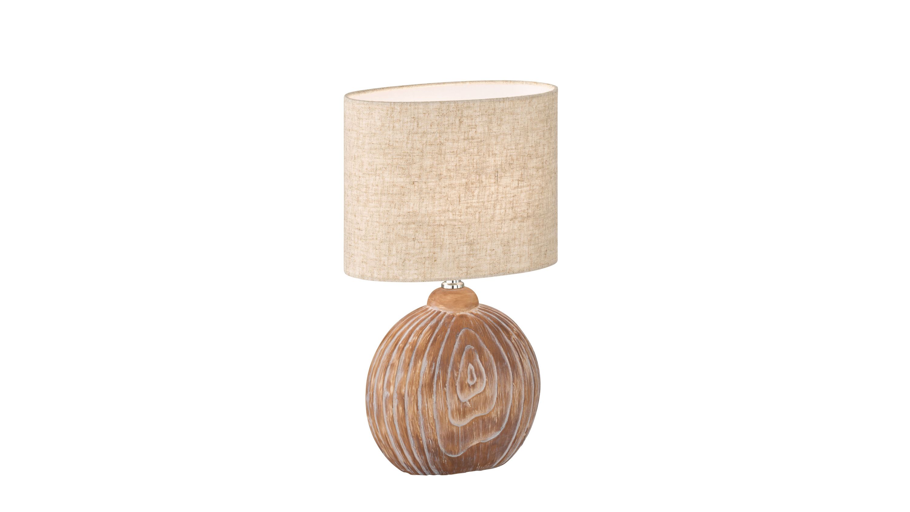 FH Tischleuchte Tobse holzfarbene Keramik & Leinen - Höhe ca. 39 cm