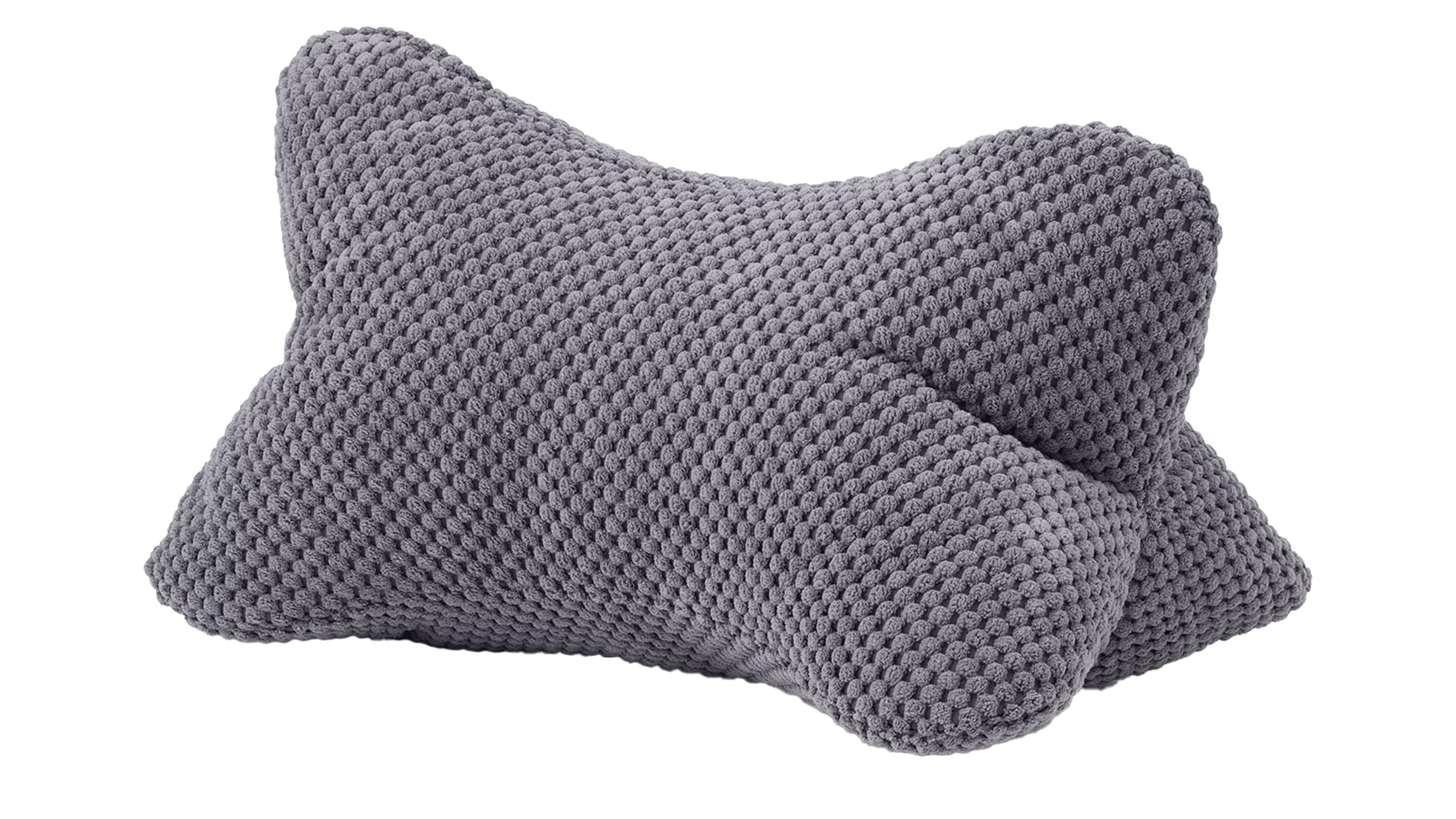Anthrazitfarbenes Lesekissen mit strukturierter Oberfläche und ergonomischer Form