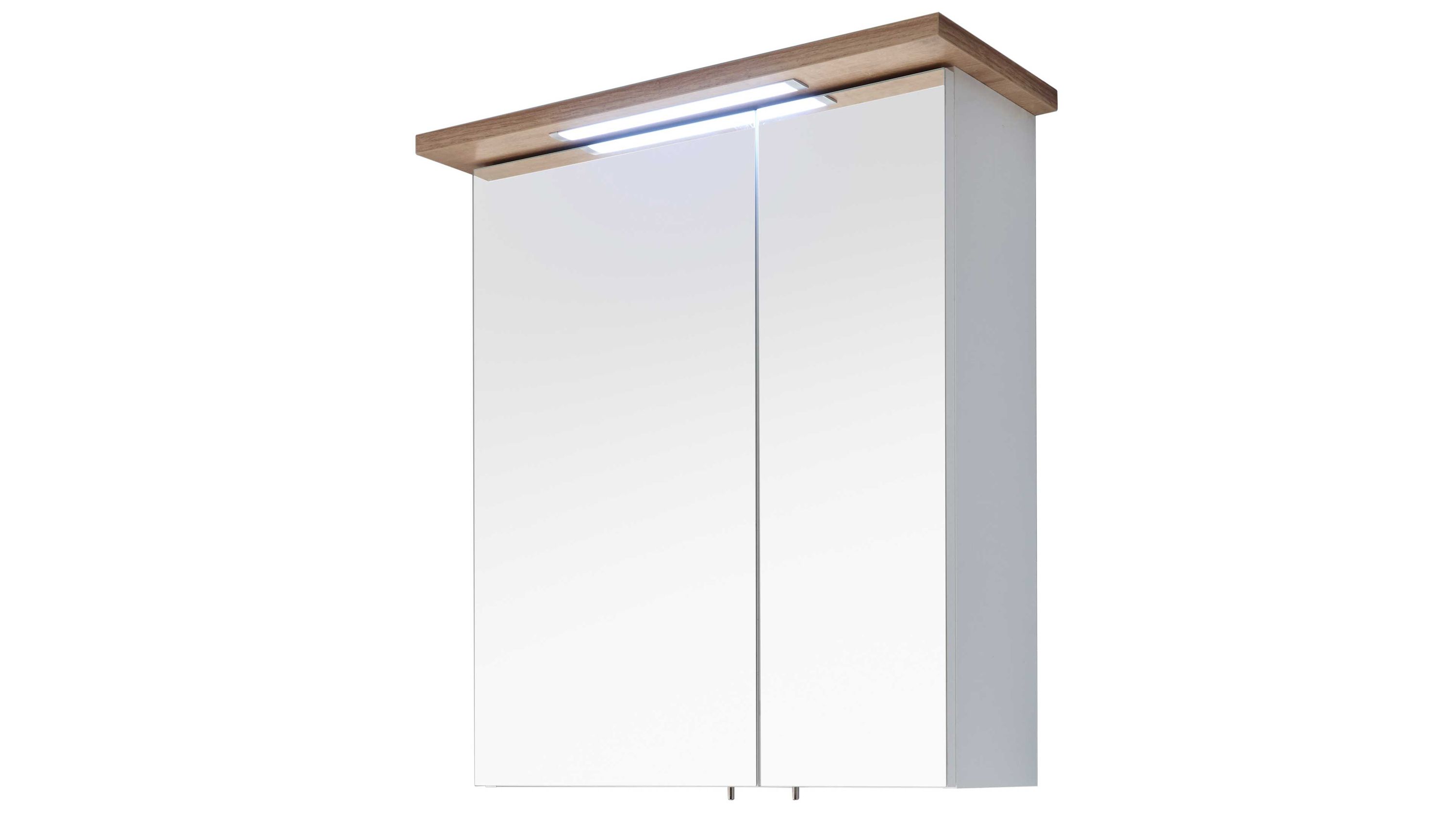 pelipal Quickset 923 - Spiegelschrank Weiß & Riviera Eiche  zwei Spiegeltüren, Breite ca. 60 cm