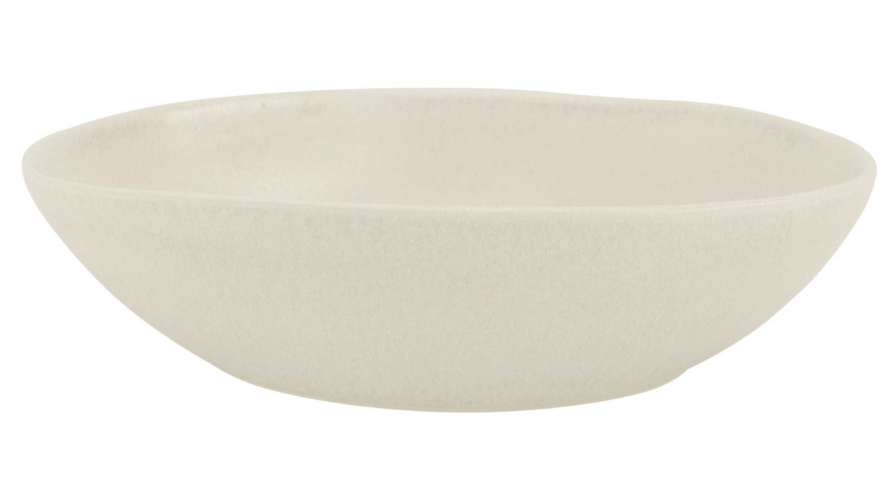 Sandfarbener ovaler Salat- und Pastateller aus Steinzeug