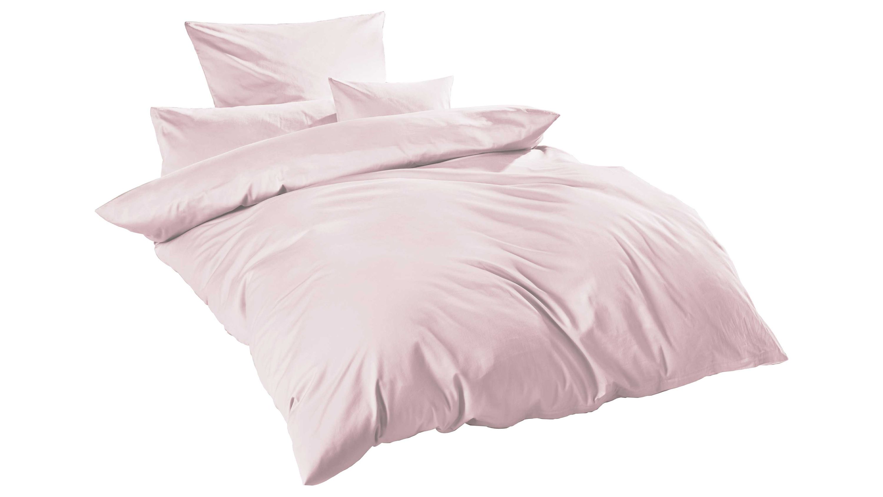 Zweiteilige Bettwäsche aus Satin in puderfarbener Farbe mit Kissenbezügen