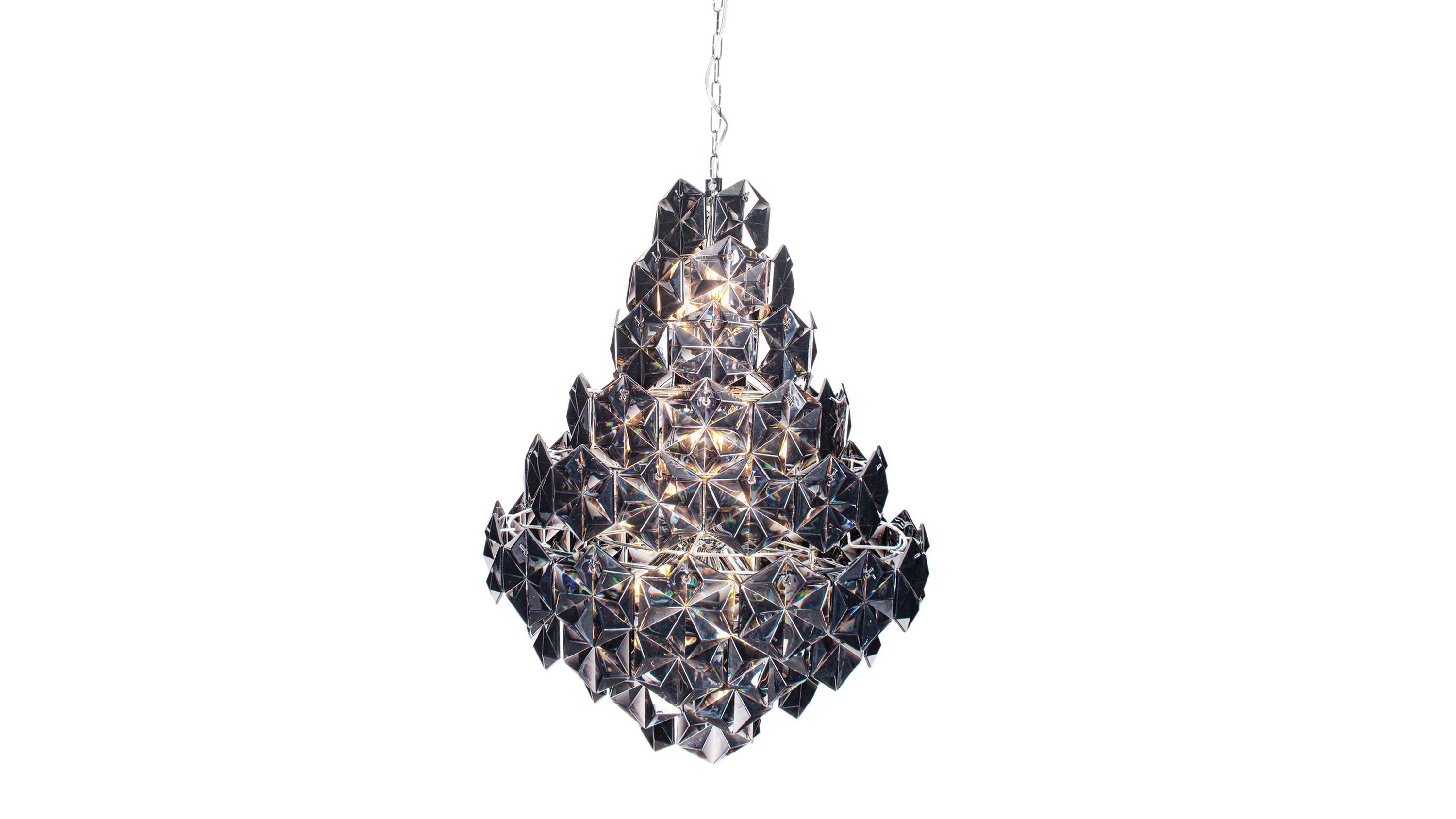 BY RYDÉNS Leuchten Serie Monarque Grande - Hängeleuchte Schwarz & Chrom - Höhe ca. 75 cm