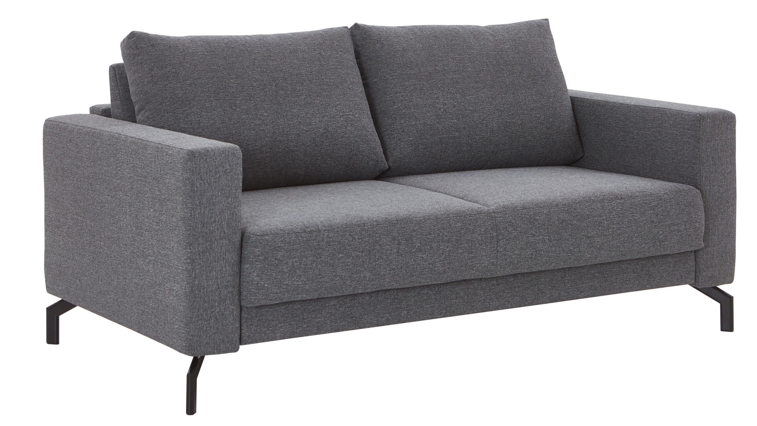 Graues Schlafsofa mit zwei Rückenpolstern und Metallbeinen