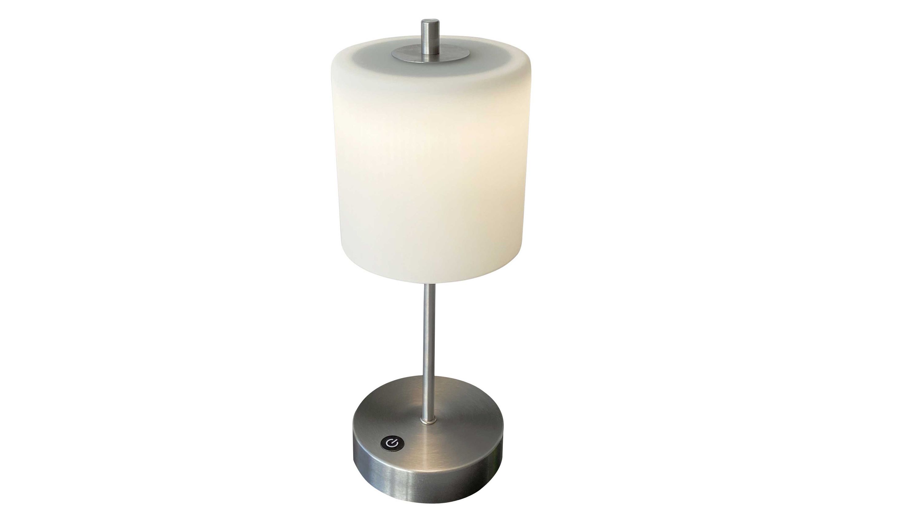 FH LIGHTING Akku Leuchten Serie Riva opalweißes Glas & Nickel - Höhe ca. 35 cm