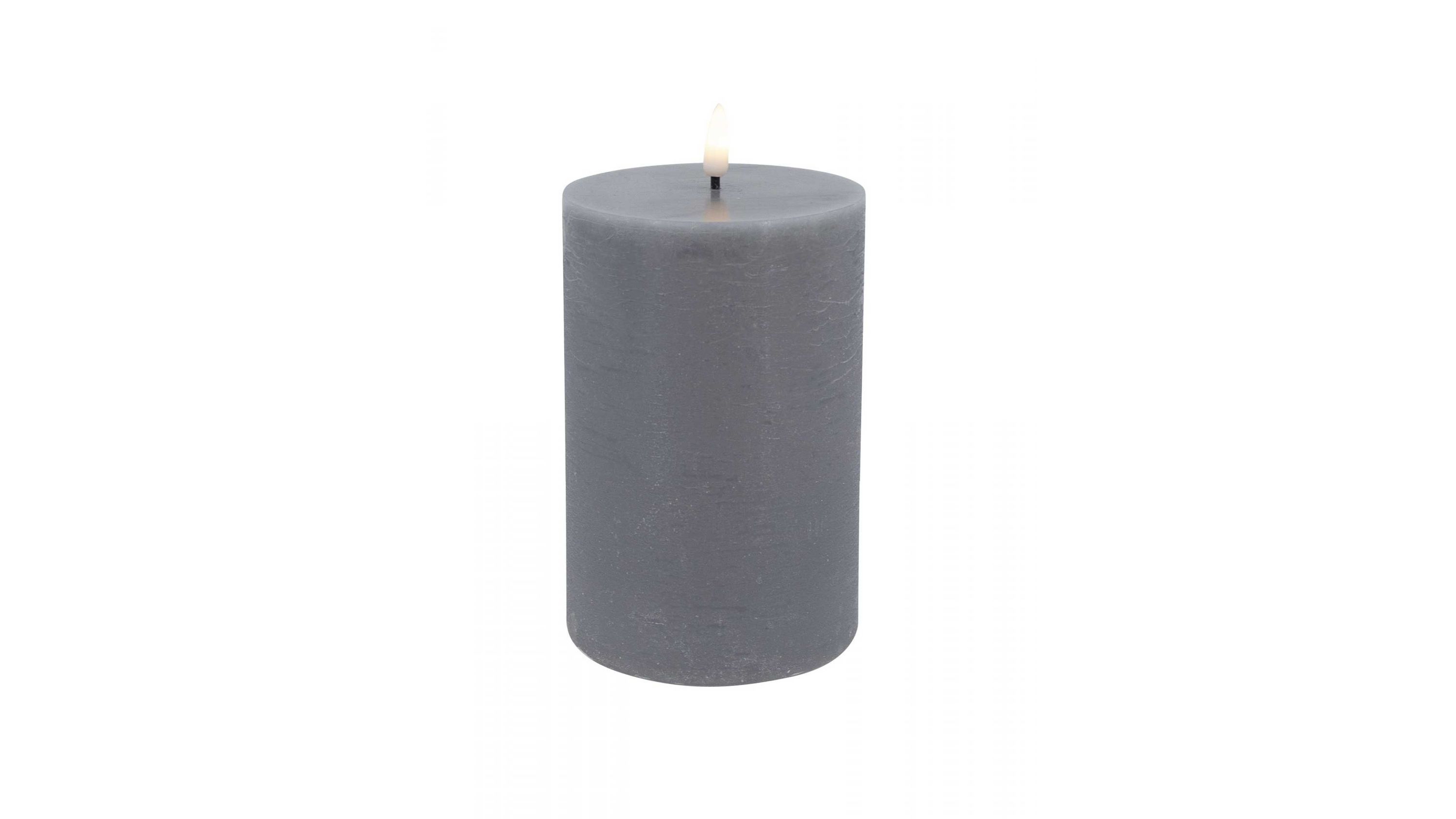 Zylindrische graue Stumpenkerze mit LED-Flamme