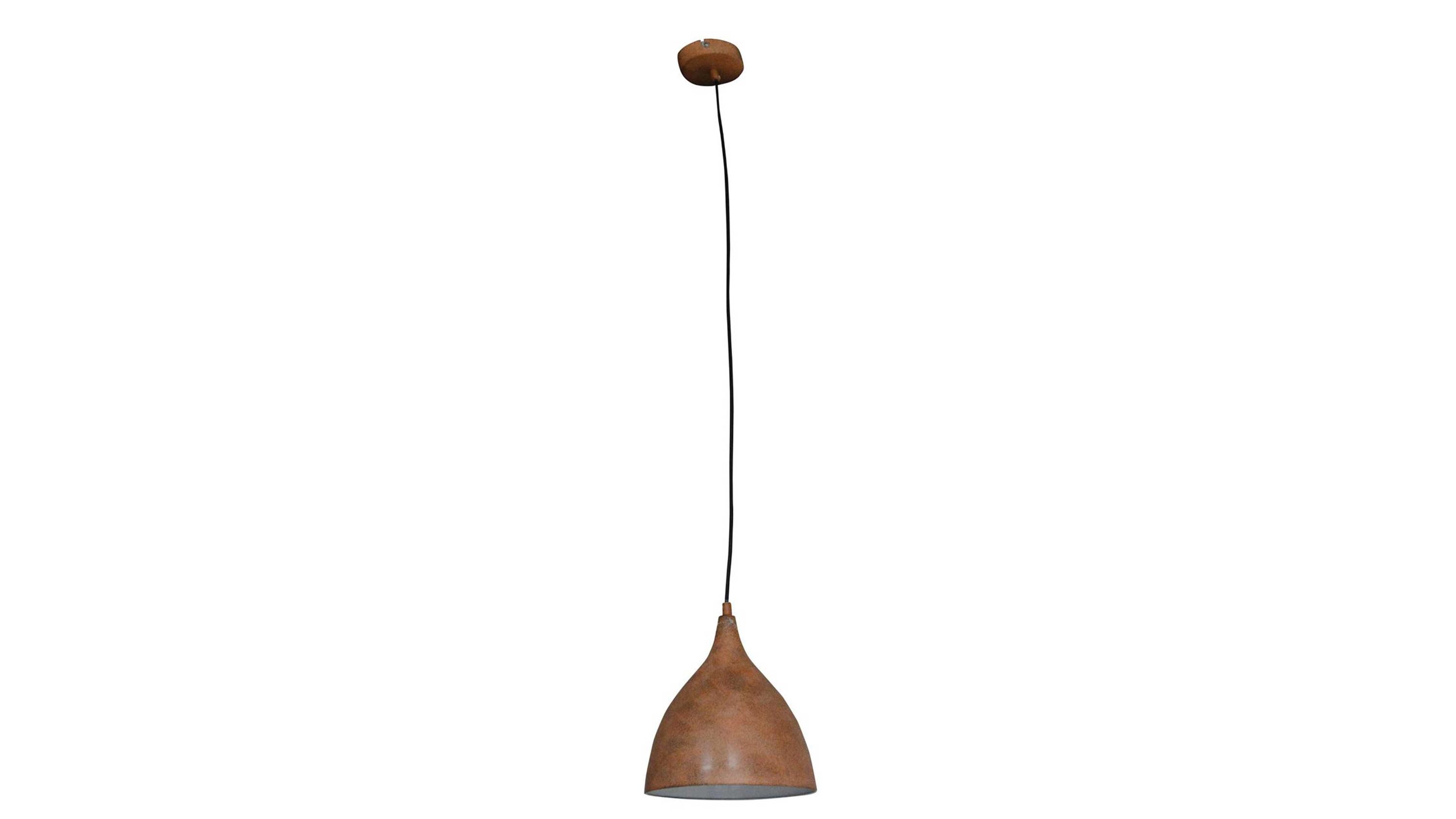 Orange Hängelampe mit glockenförmigem Schirm Hängelampe mit glockenförmigem Schirm in orange und schwarzem Kabel