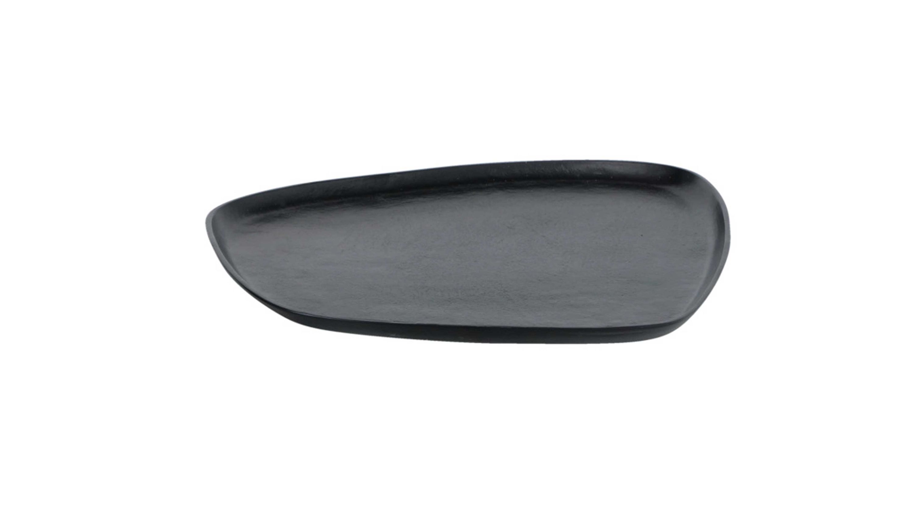 Schwarzes Tablett mit unregelmäßiger abgerundeter Form