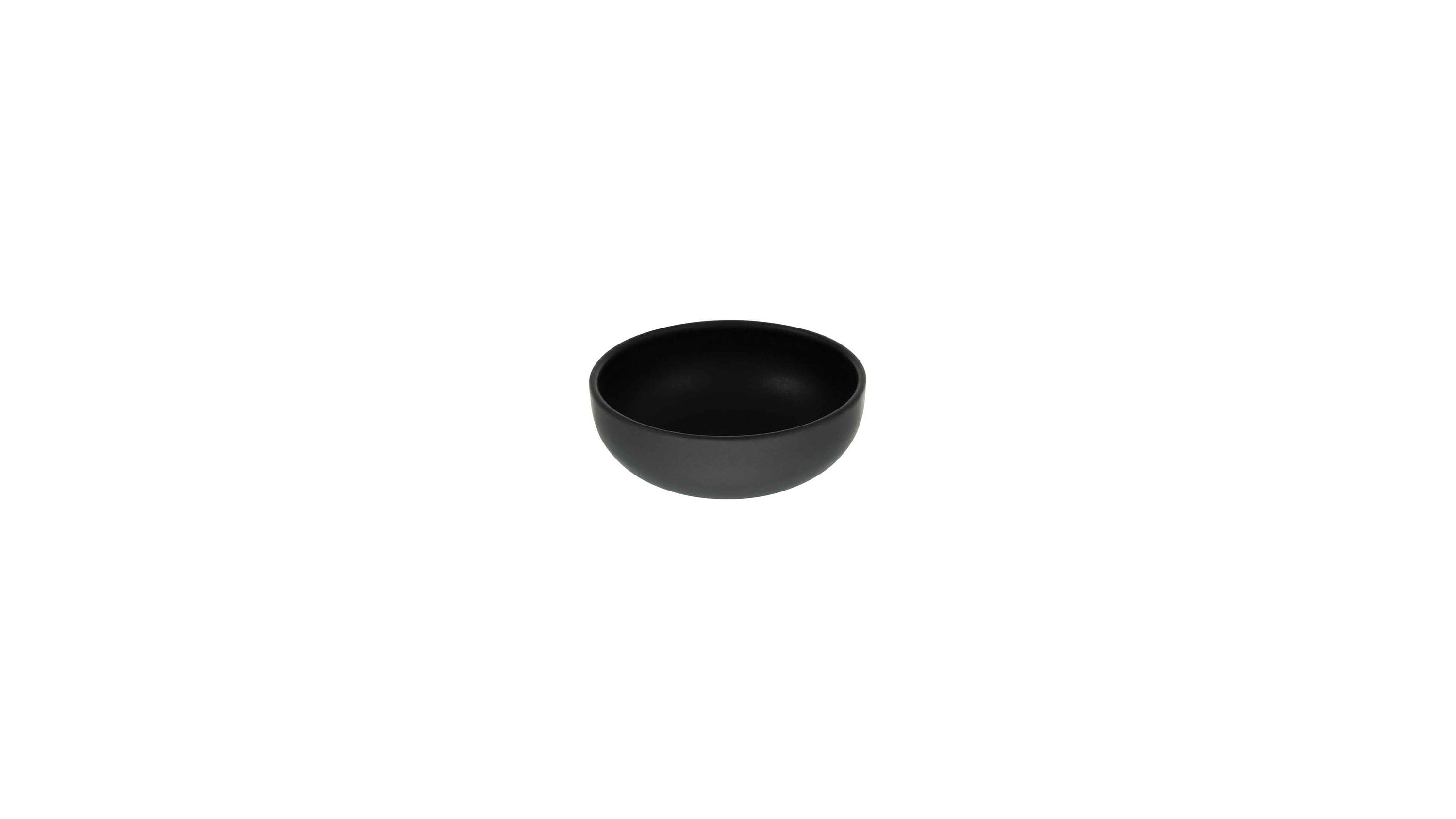 Runde schwarze Dipschale aus Steinzeug mit glatter Oberfläche