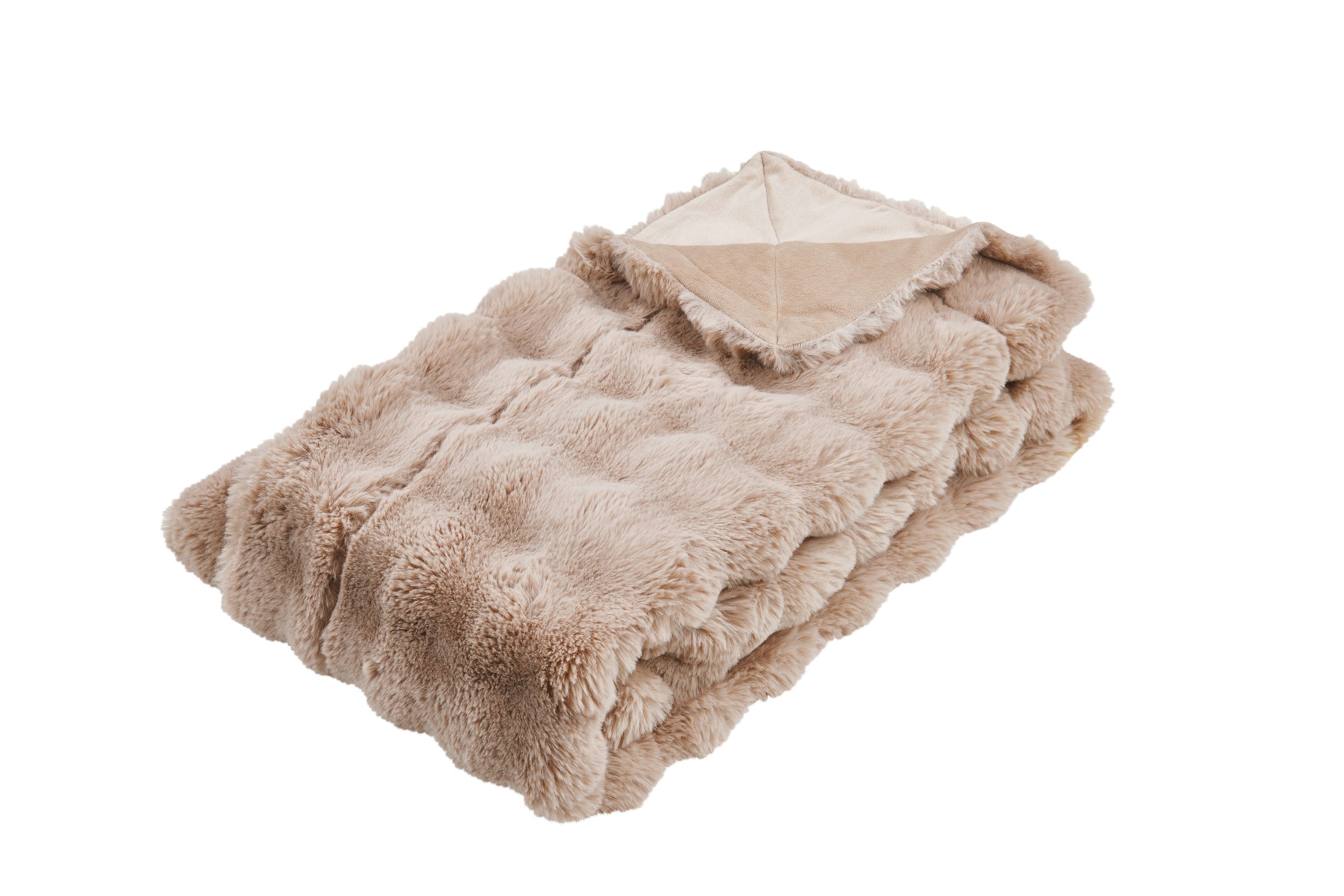 Beige Wohndecke mit flauschiger Oberfläche und glatter Rückseite