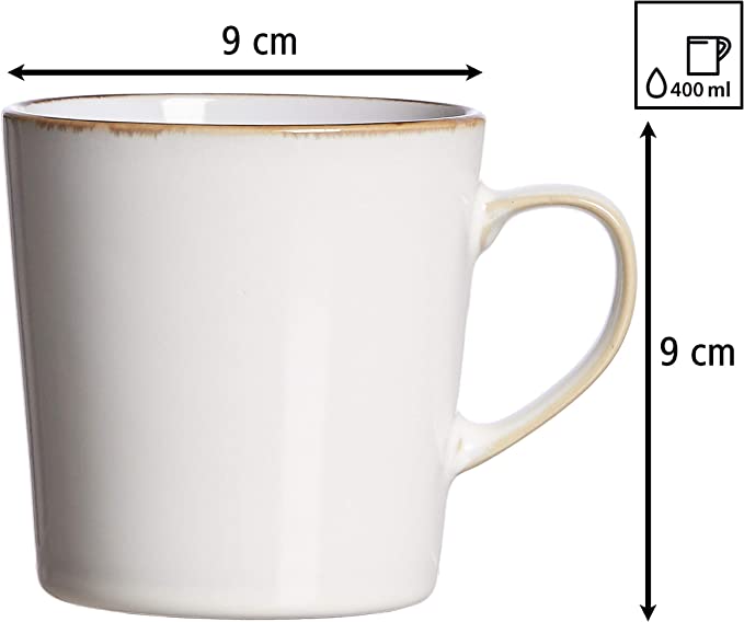Weiße Tasse mit Henkel  9?cm hoch und breit  mit feinem Randdekor