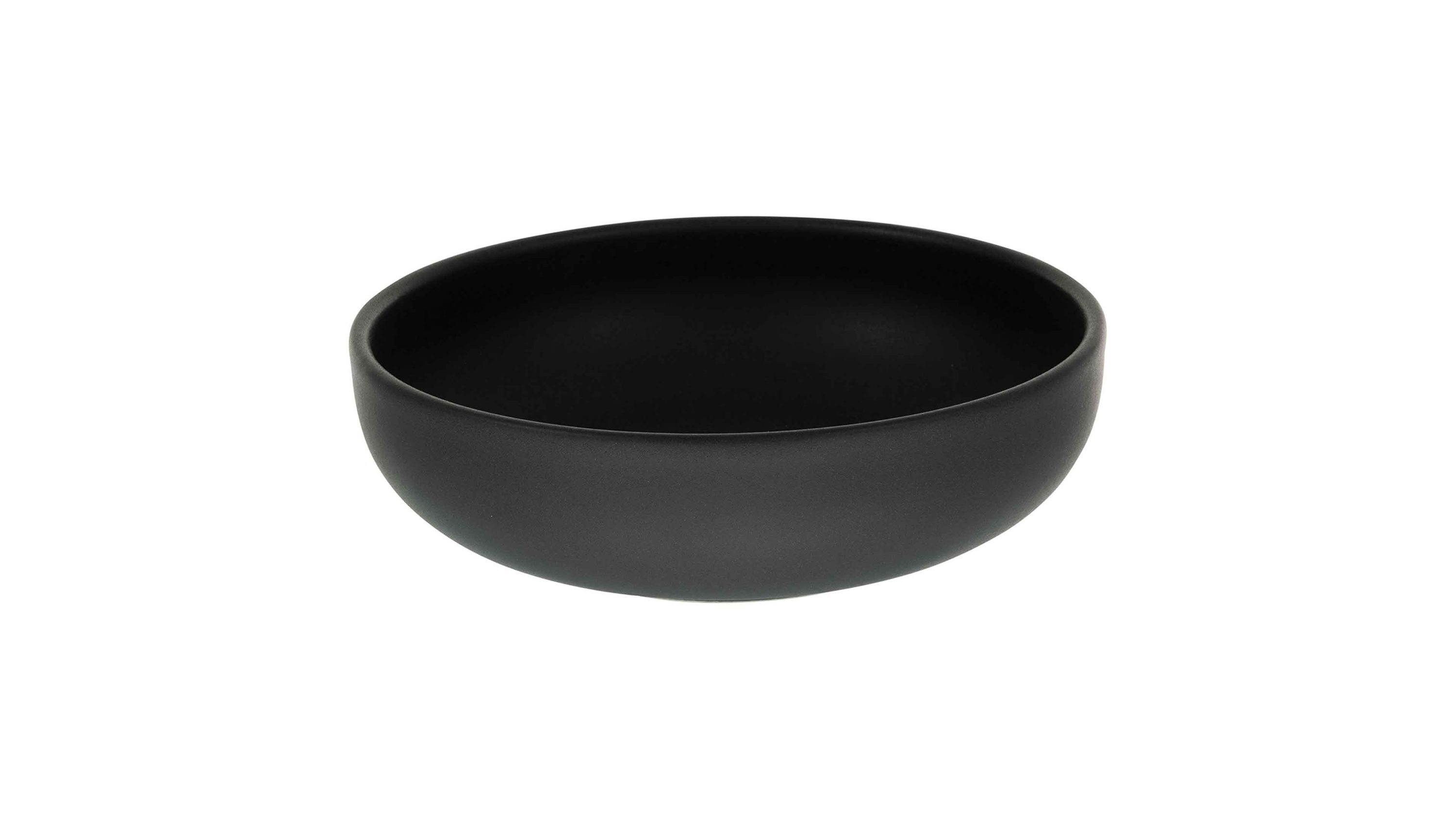 Runde schwarze Mehrzweckschale mit glatter Oberfläche