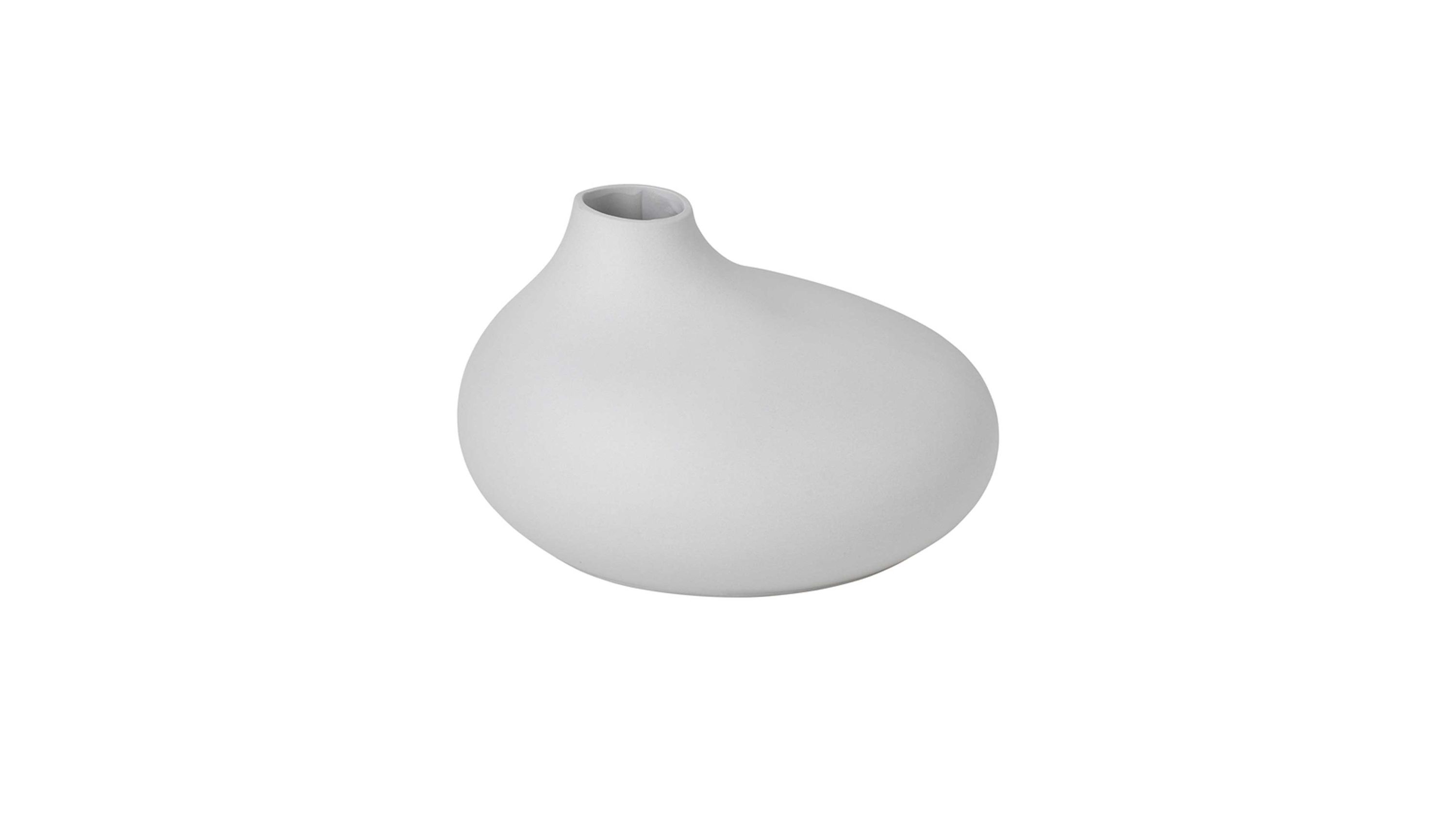 Hellgraue Vase mit asymmetrischer bauchiger Form und schmalem Hals