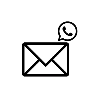 Symbol eines Umschlags mit WhatsApp-Icon darüber