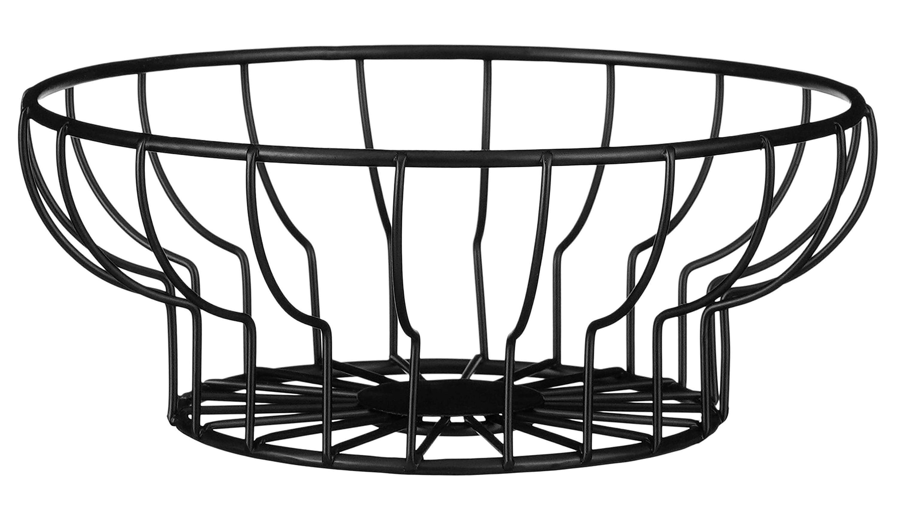 Runder schwarzer Metallkorb mit offenem Gitterdesign