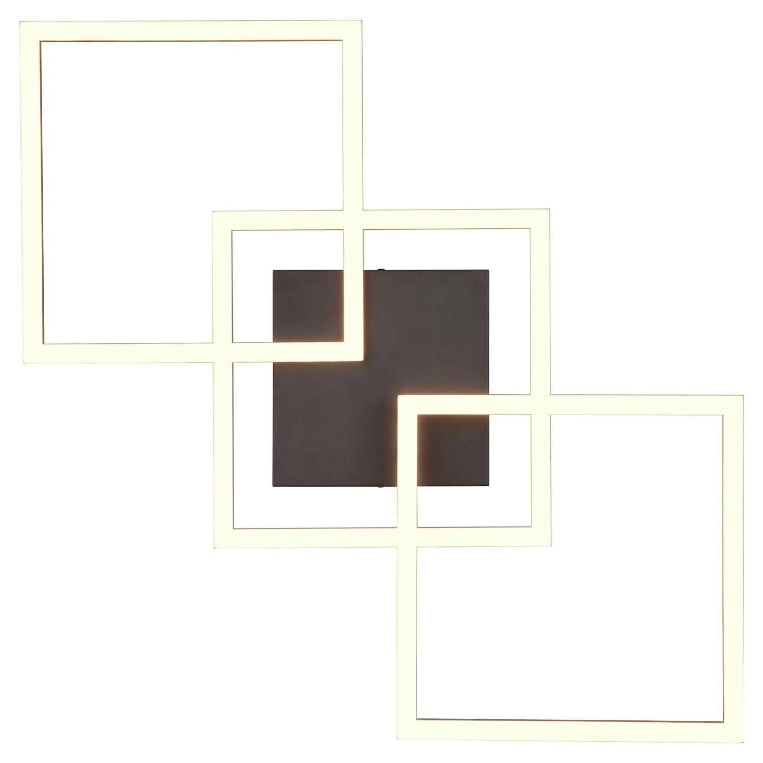 Schwarze Deckenleuchte mit drei verschachtelten Quadraten und zentralem schwarzem Element Draufsicht