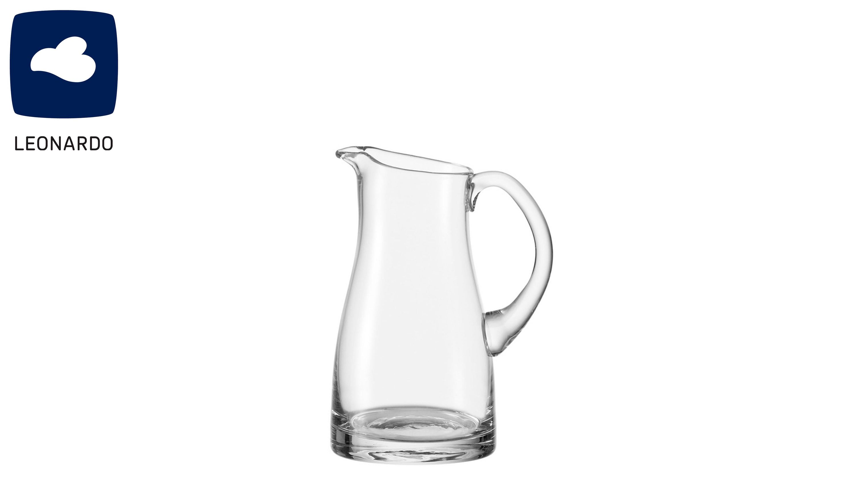 Klarer Glaskrug mit Henkel und Ausguss