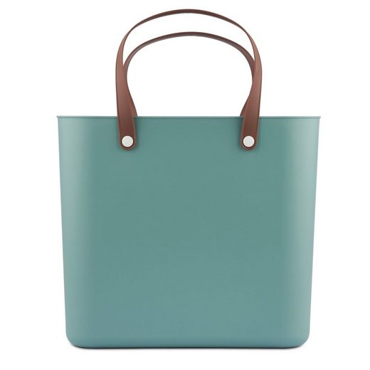 Albula Tasche  mistletoe green  mit braunen Griffen  rechteckig  seitlich fotografiert