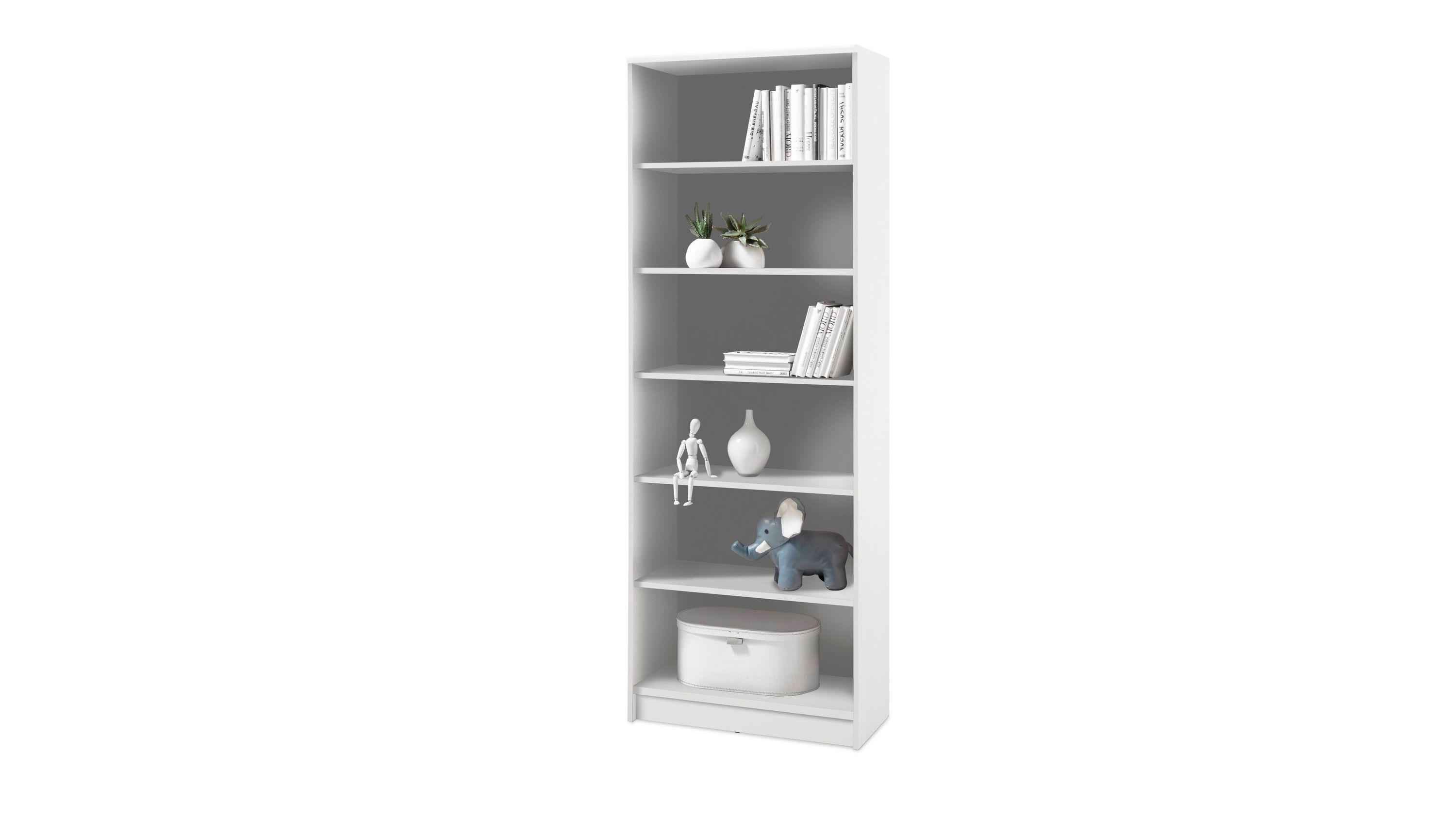 Bücherregal auch als Büromöbel einsetzbar weiße Kunststoffoberflächen  Höhe ca. 198 cm, fünf Böden