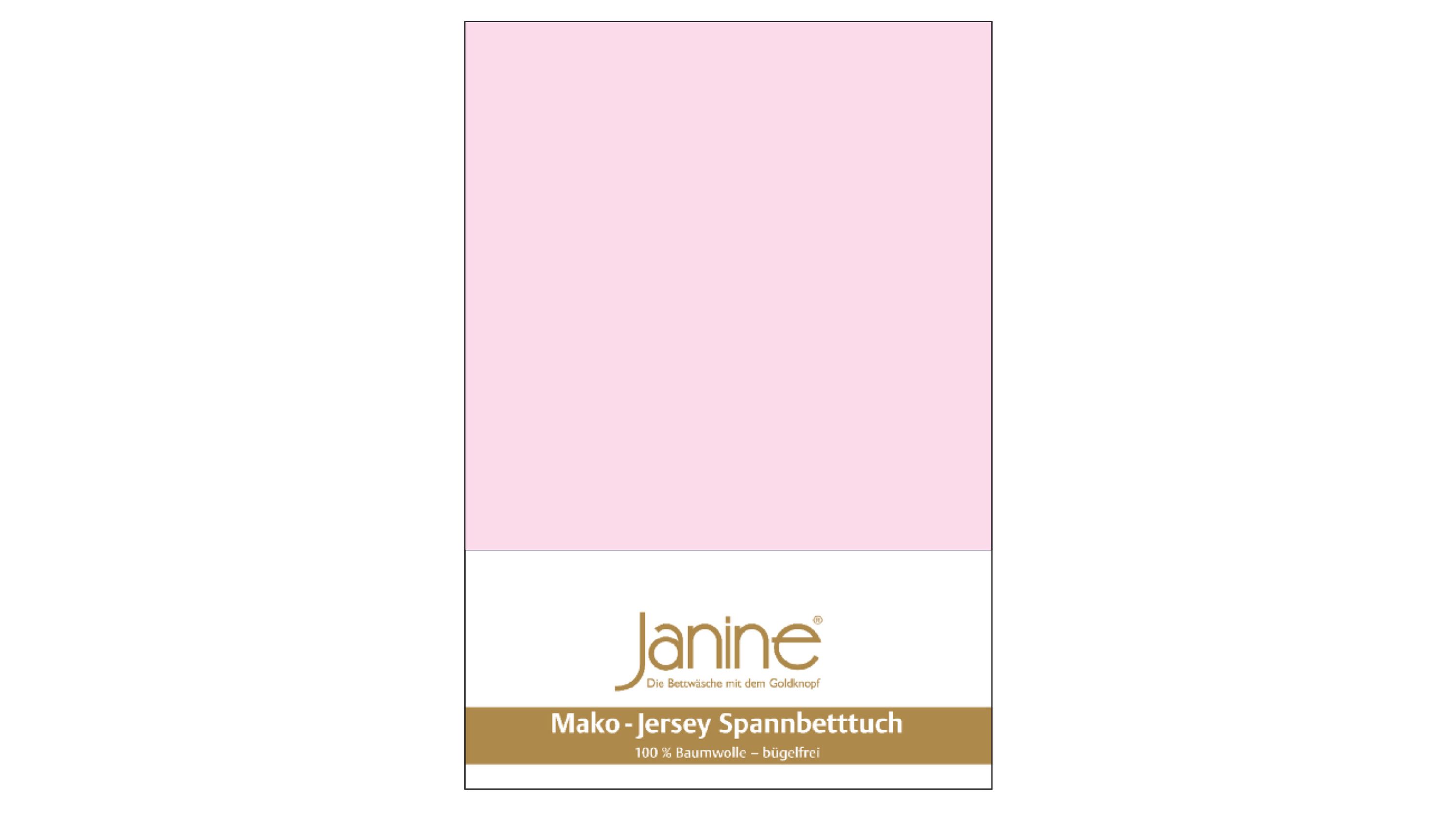 Spannbettlaken in rechteckiger Form in zartrosa Farbe mit Verpackung und Markenaufdruck