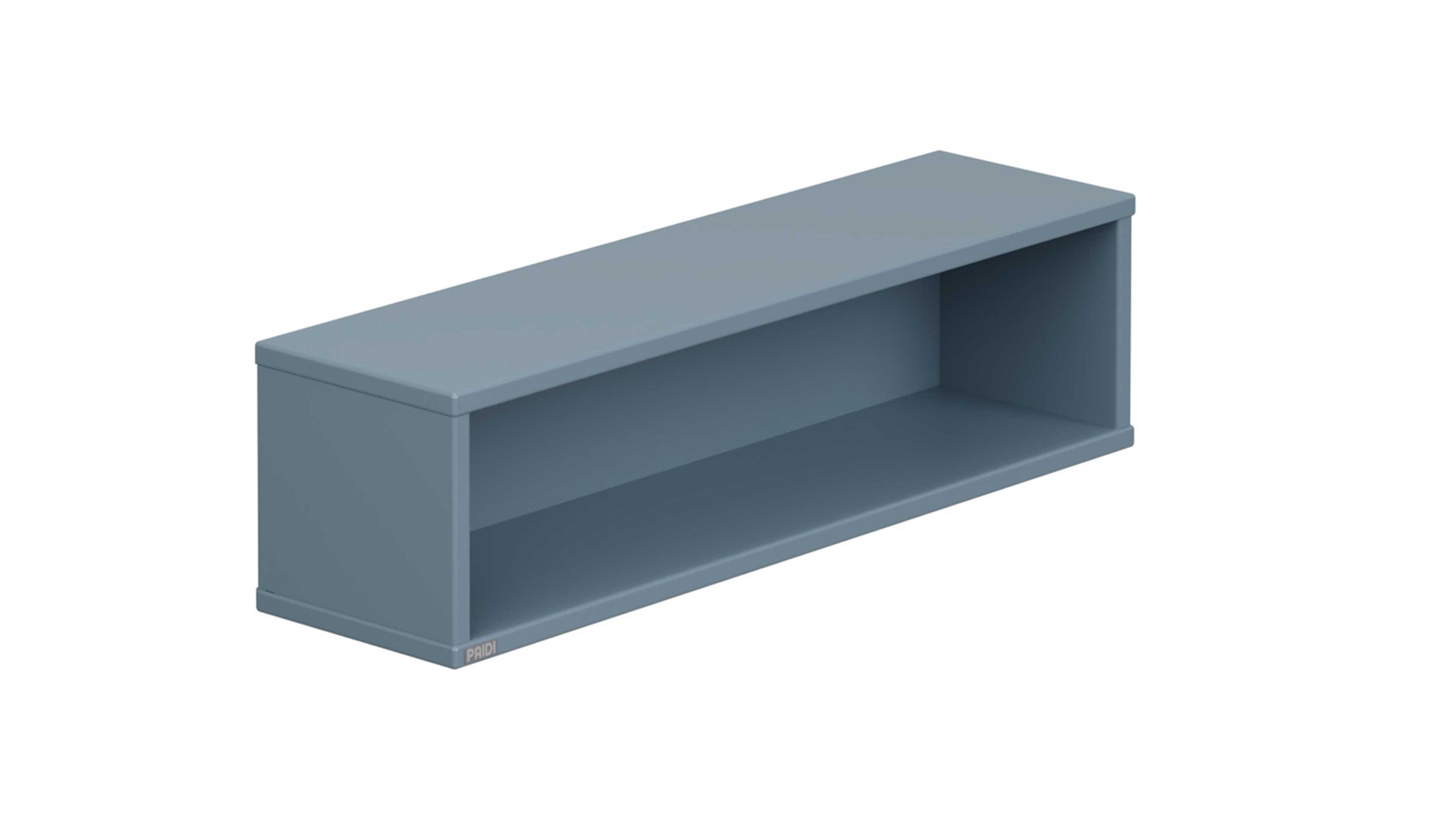 Rechteckige Wandbox mit offenem Fach in mattem Blau