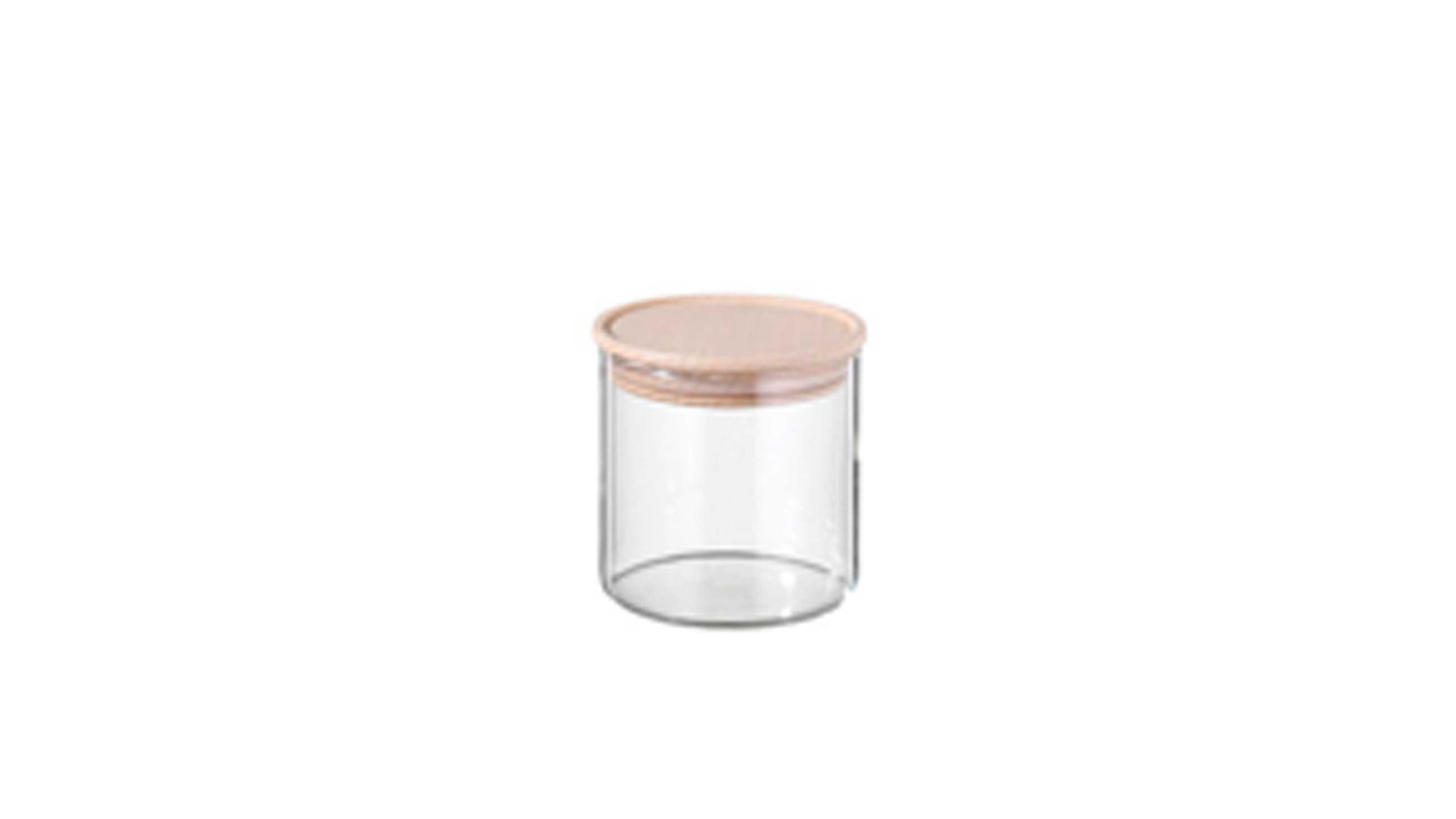 Rundes Vorratsglas mit klarem Glas und hellem Deckel