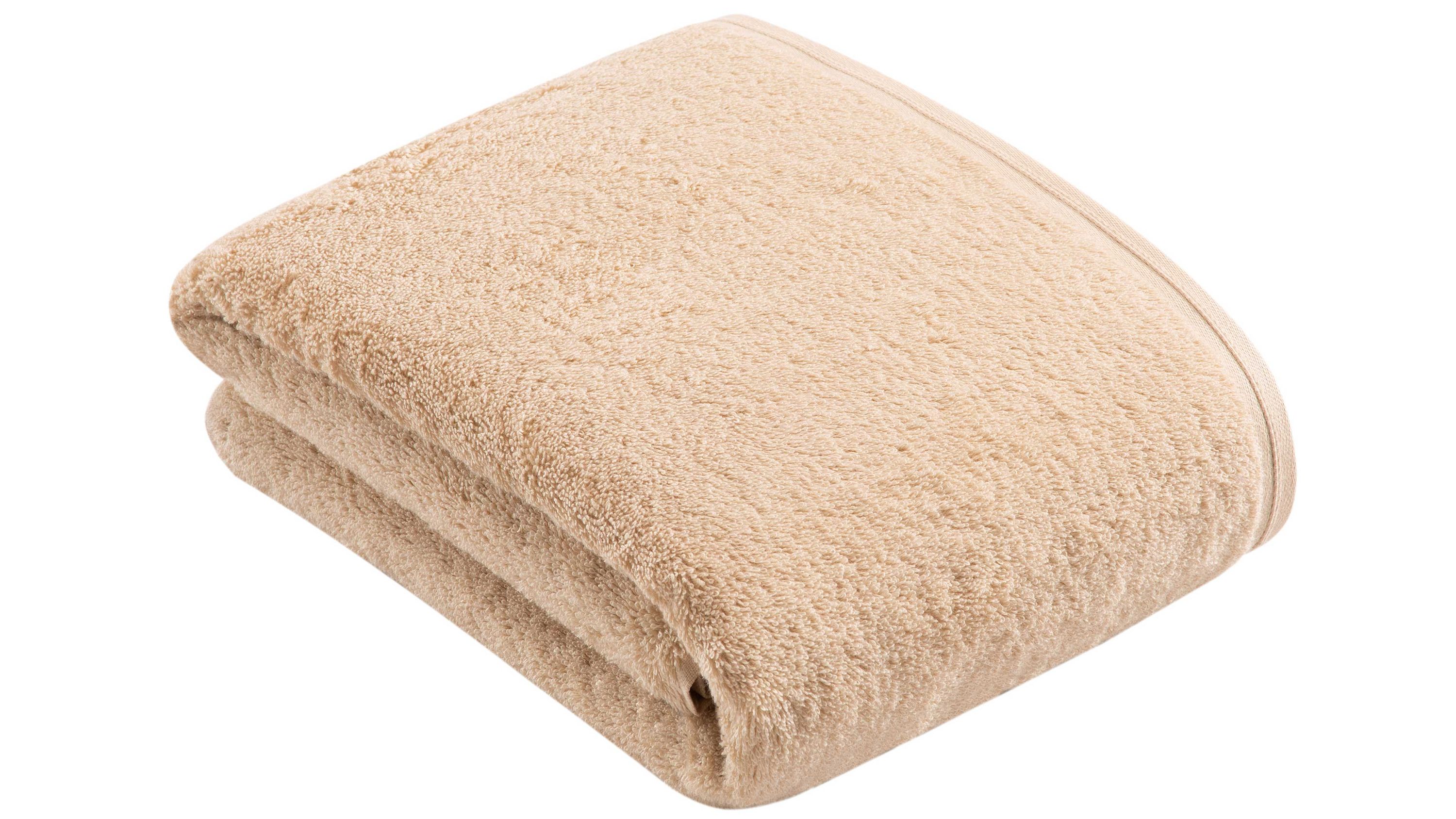 Gefaltetes Badetuch in beige mit weicher Oberfläche
