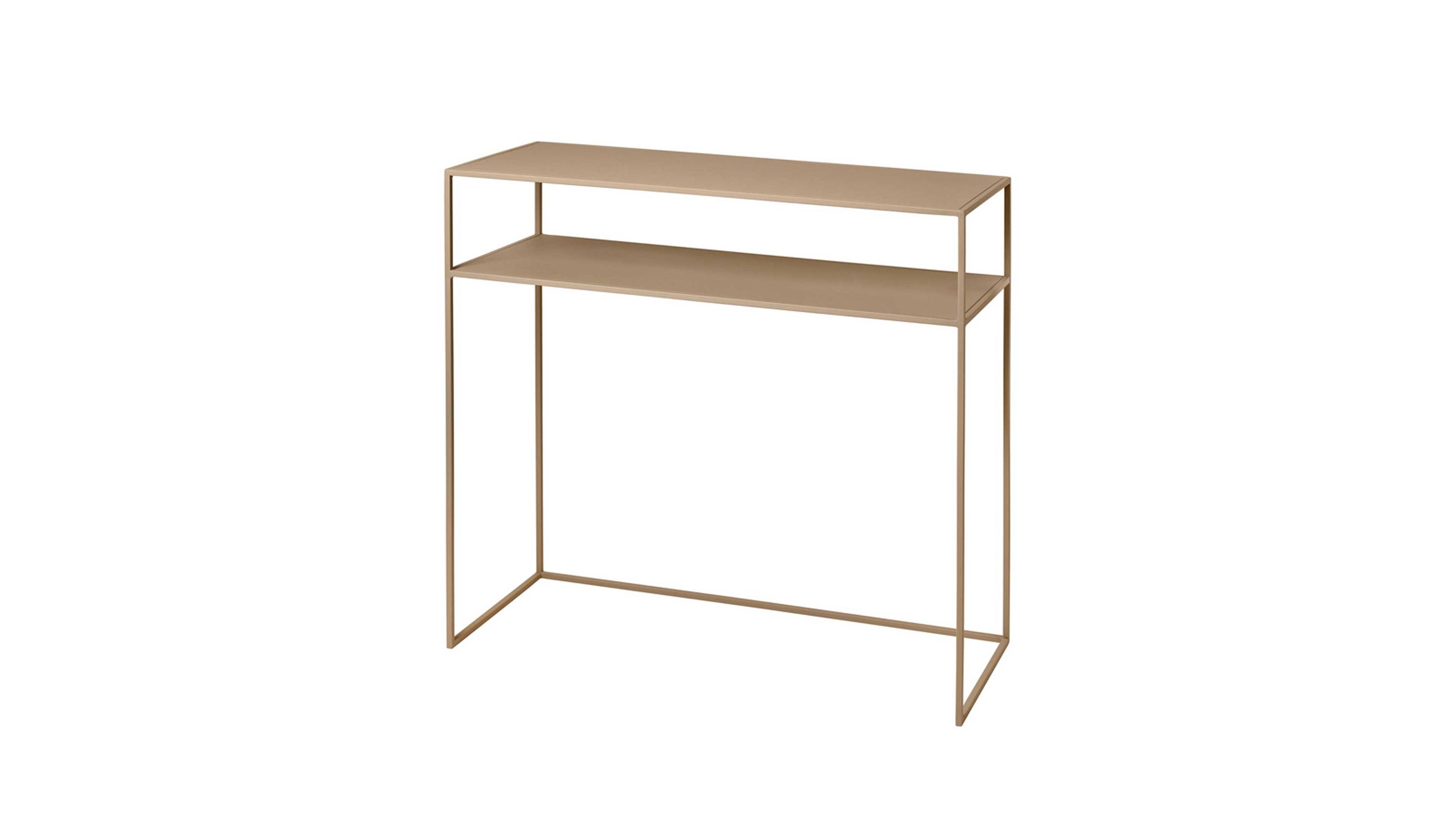 Sandbeiges Sideboard mit zwei offenen Böden und schlankem Stahlrahmen