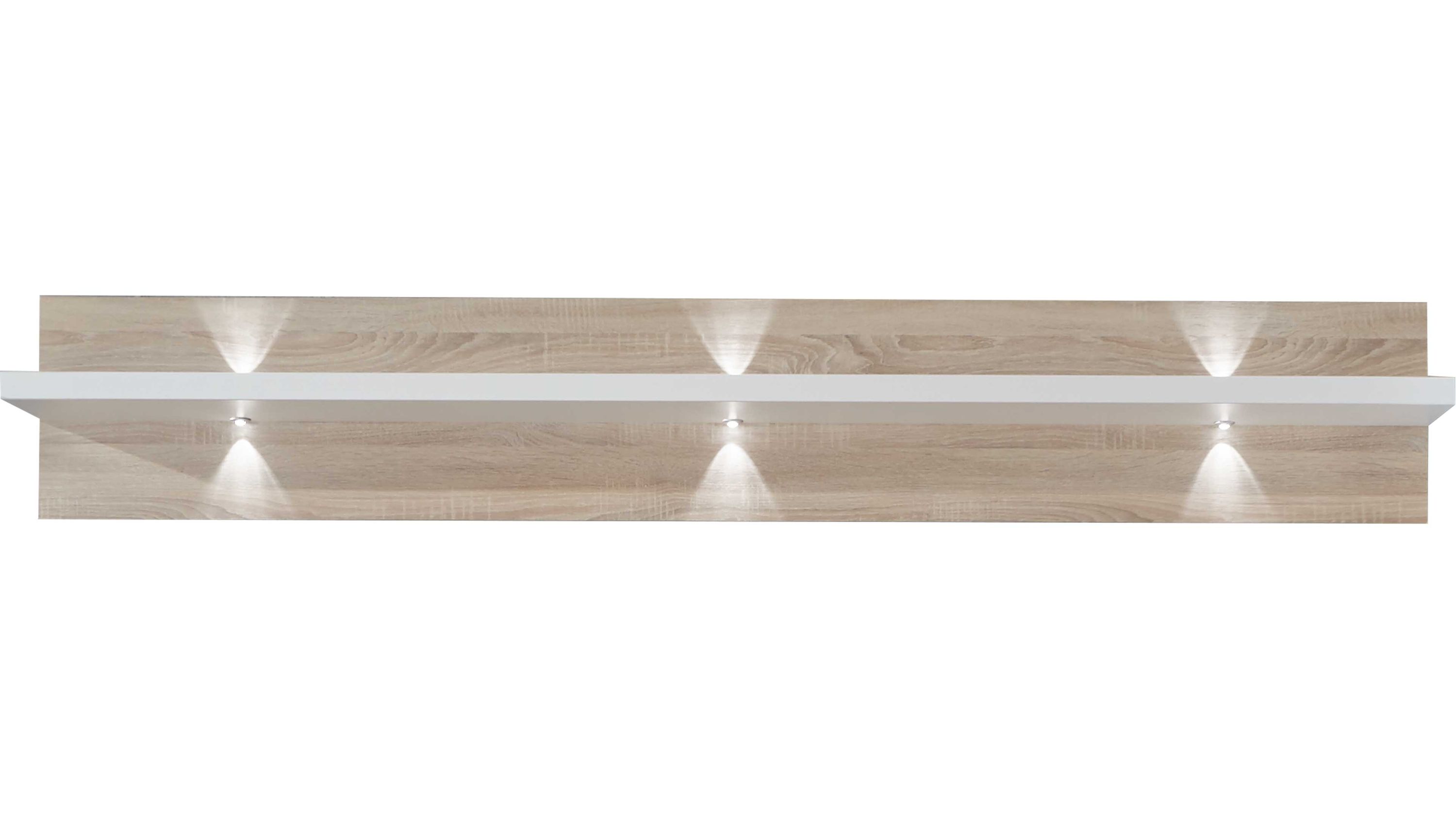 Wandregal Manhattan Weiß & Eiche sägerau  Länge ca. 200 cm