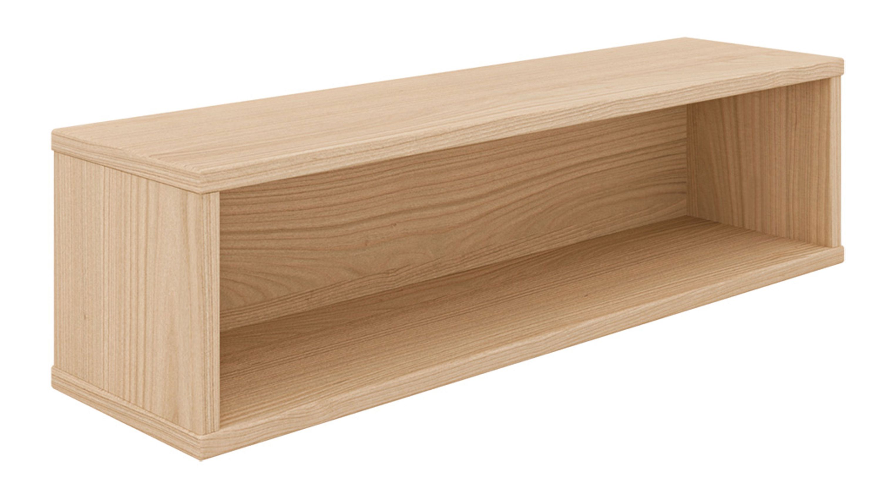 Offene Wandbox in rechteckiger Form mit hellbrauner Holzoptik