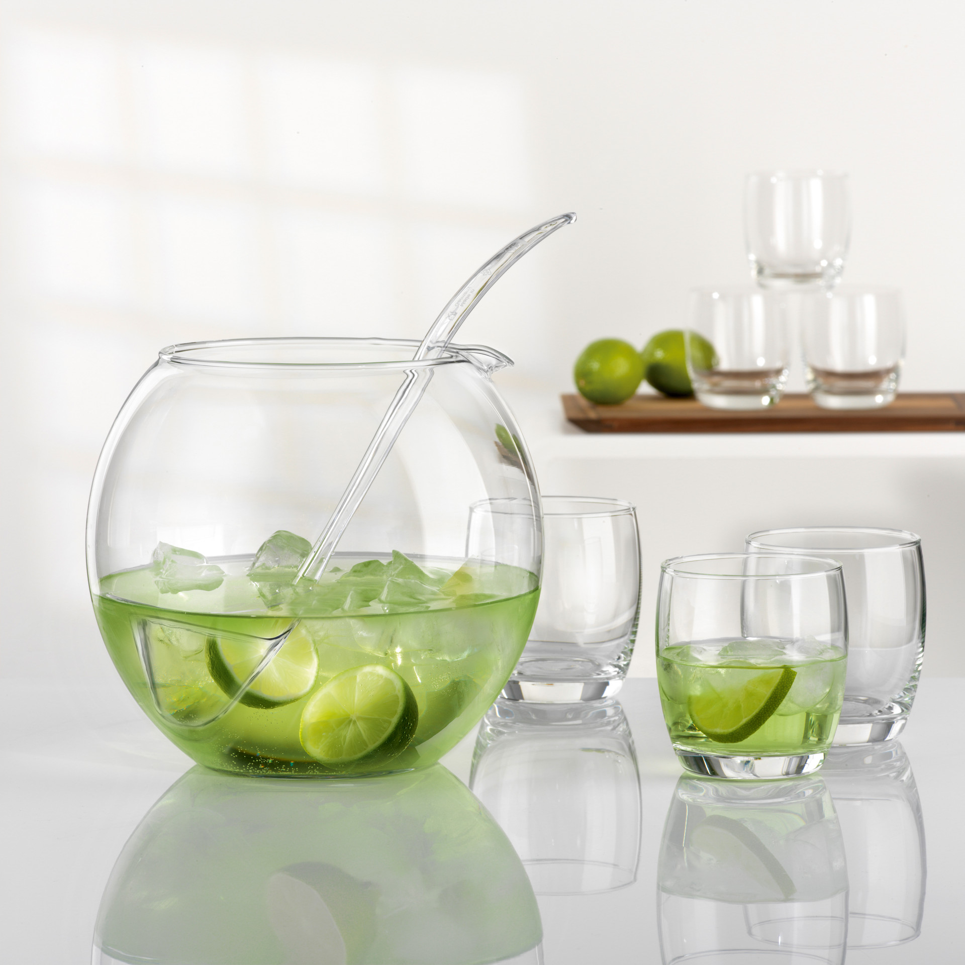 Bohemia Bowle Set 8.tlg 4,5l Glasbowl 6 Becher 350 ml mit Schöpfkelle