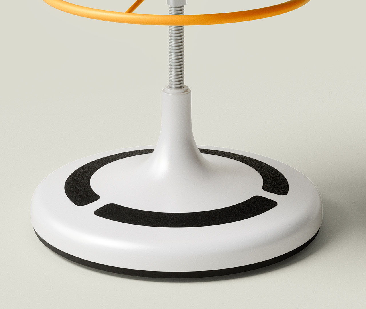 Poptop Drehstuhl Weiß – Detailansicht des modernen Stuhlfußes