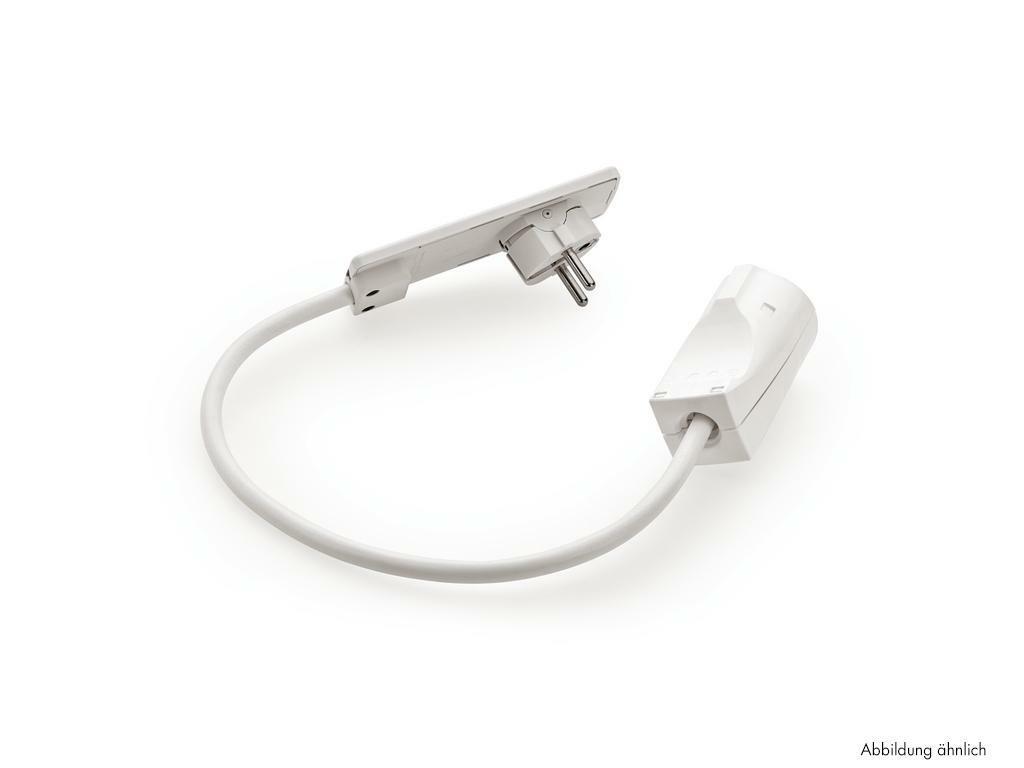 Weiße Verbindungsleitung mit Plugstecker und Kupplungsdose