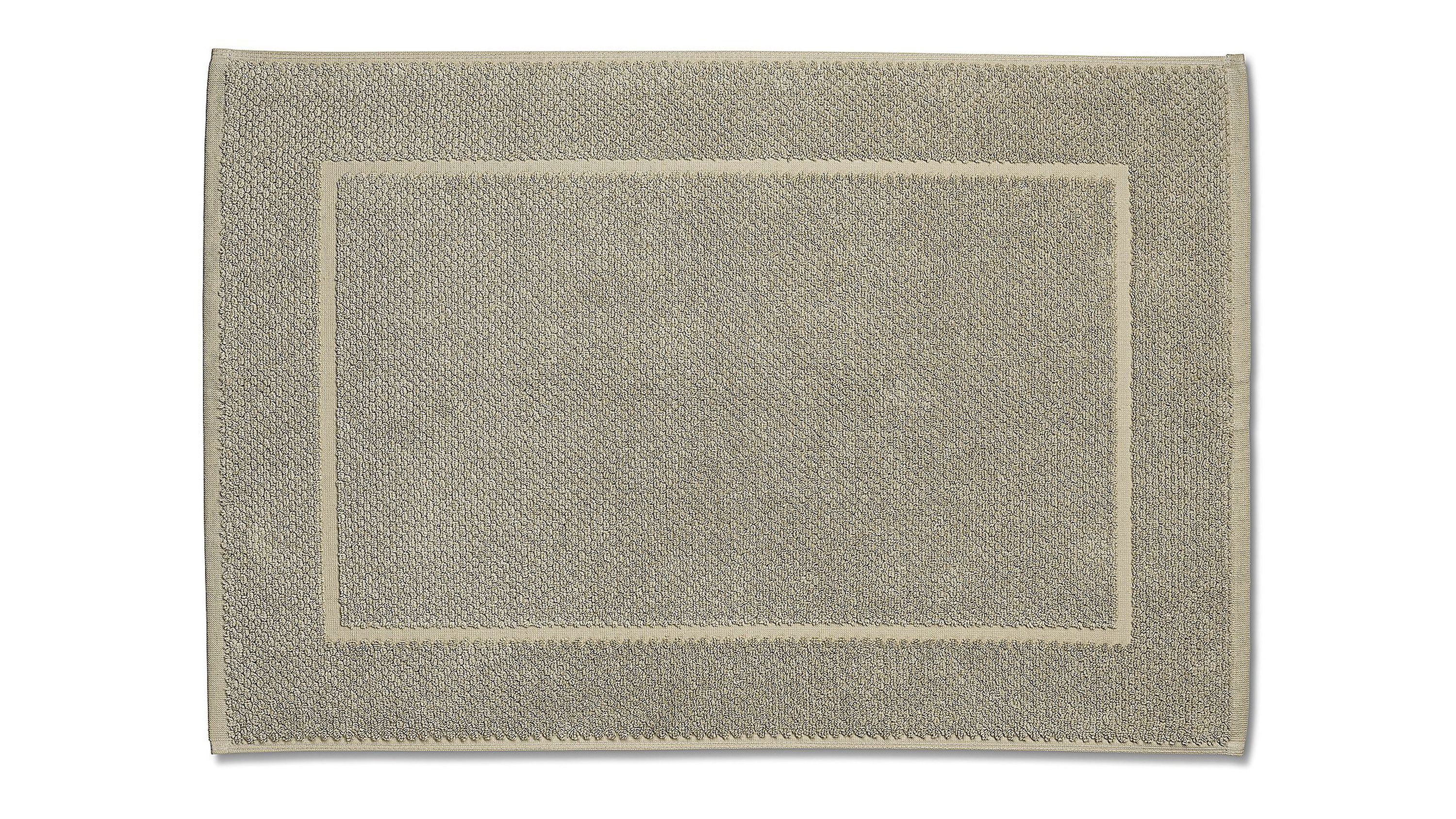 Rechteckige Badematte in beige mit strukturiertem Rand und glatter Mitte