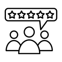 Icon mit fünf Sternen als Symbol für Kundenbewertungen und Produktbewertungen. Icon mit fünf Sternen als Symbol für Kundenbewertungen und Produktbewertungen.