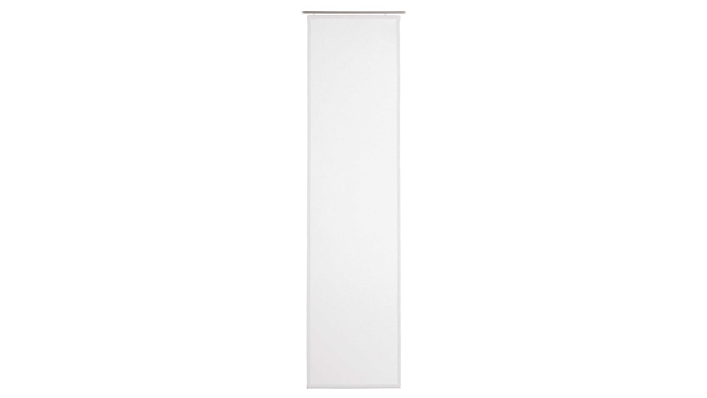 Weißer Flächenvorhang in Leinenoptik Weißer Flächenvorhang mit Leinenoptik rechteckig an Gardinenschiene aufgehängt