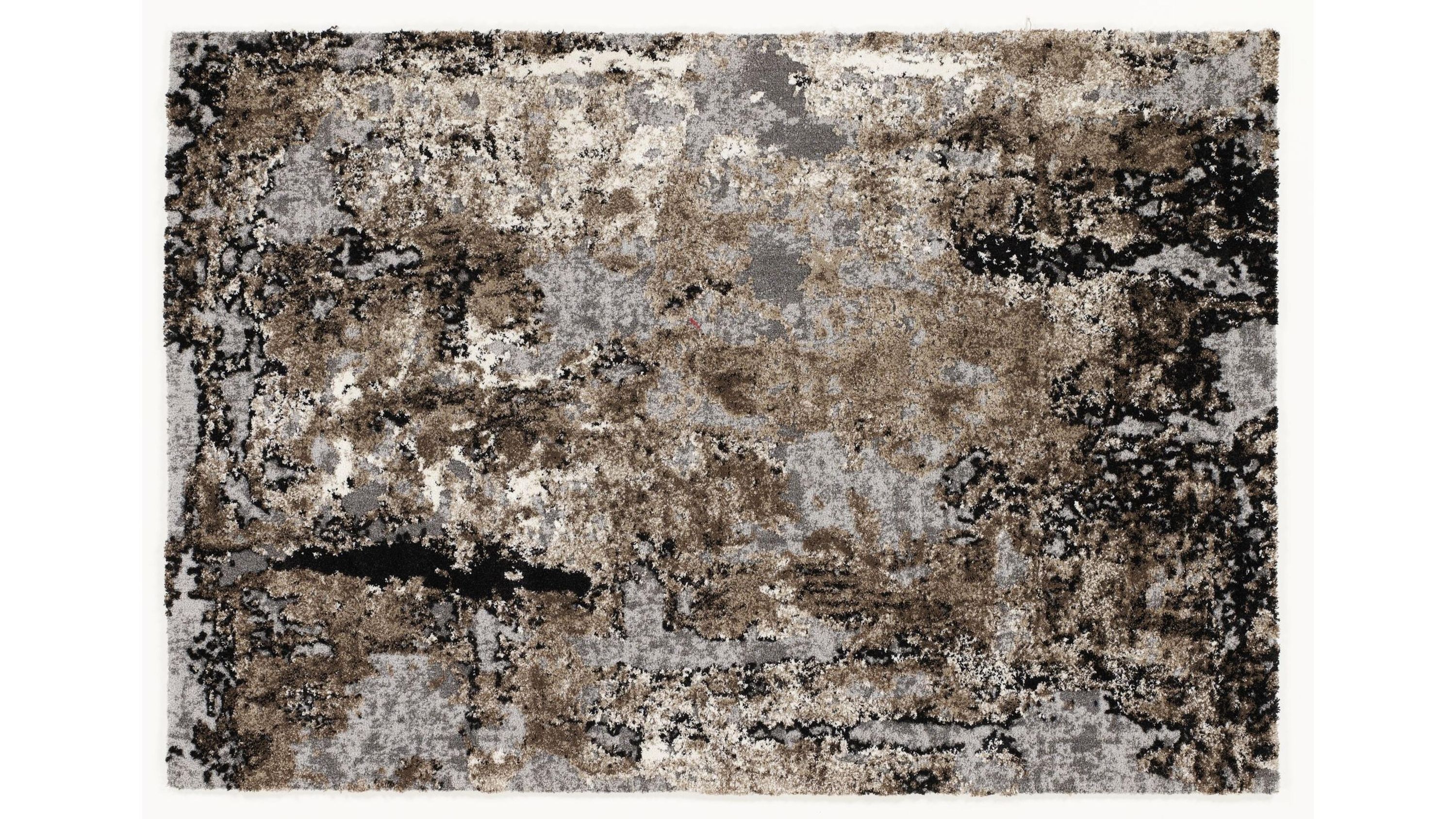 Rechteckiger Teppich mit abstraktem Muster in Braun Beige Grau und Schwarz