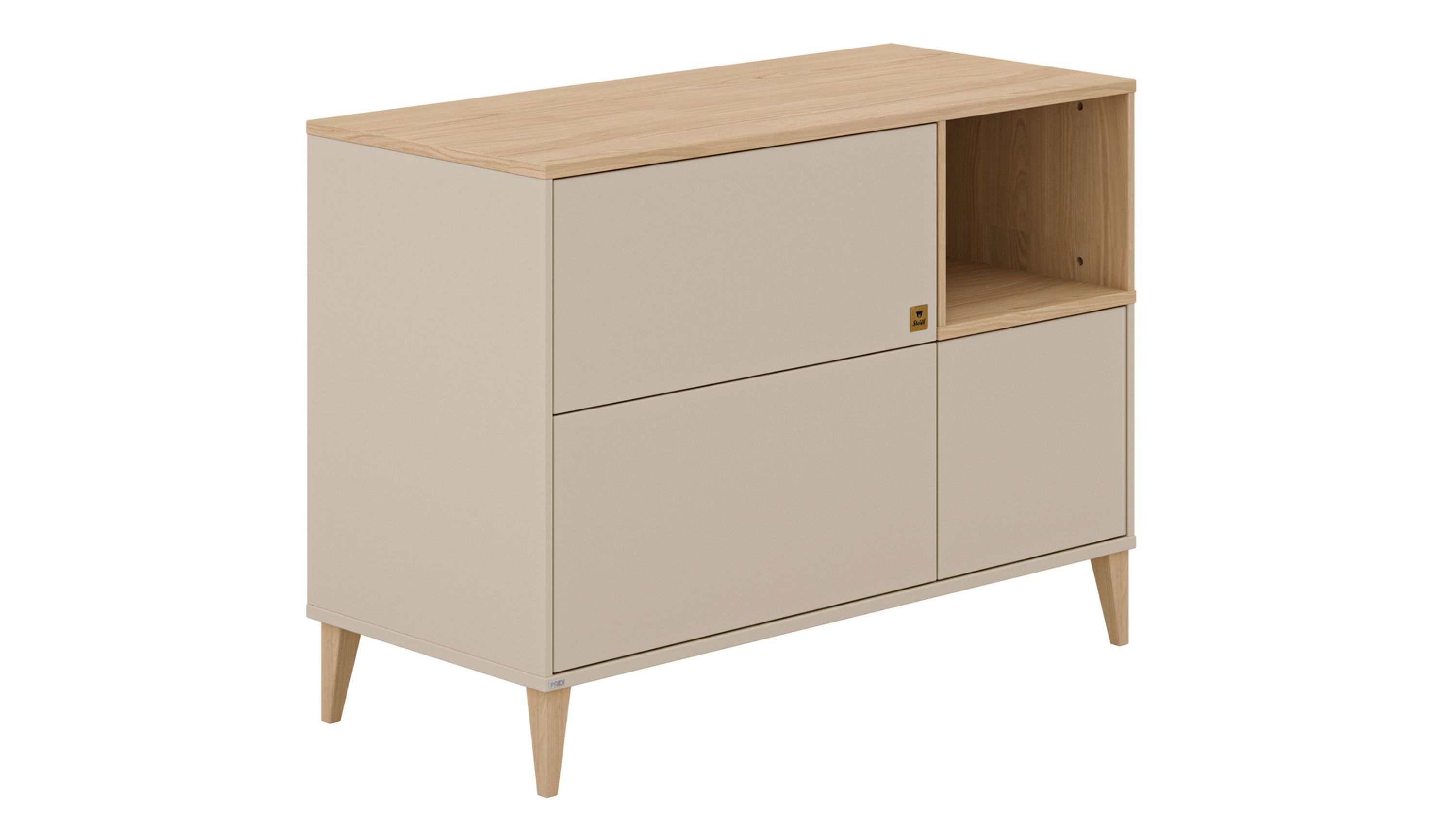 PAIDI Babyzimmer Mila & Ben  Kombikommode Cashmere-Beige & Scandinavian Wood - eine Tür, zwei Schubladen, Breite ca. 129 cm