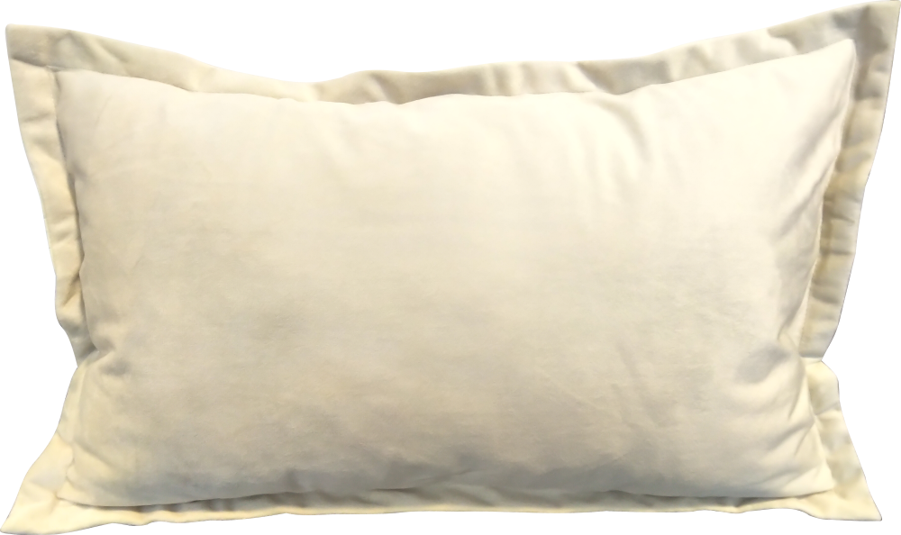 Rechteckige Kissenhülle aus Samt in Creme Beige  einfarbig und schlicht  in Frontalansicht