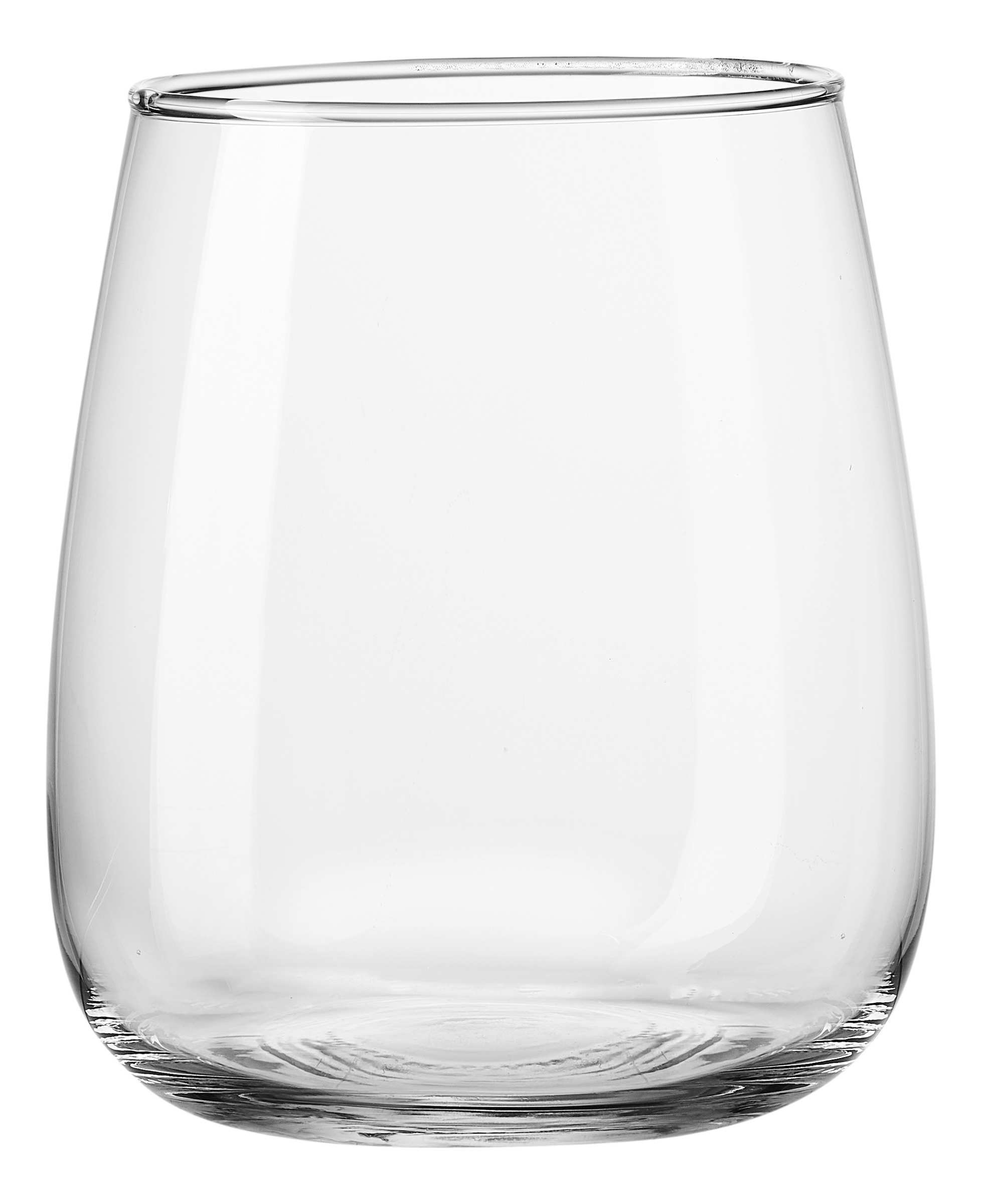 Klare Vase mit bauchiger Form und rundem Rand