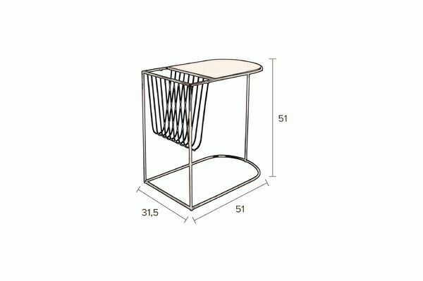 Metallgestell mit Ablagefläche Ein Metallgestell mit 51 cm Höhe, 31,5 cm Breite und 51 cm Tiefe, oben mit gebogener Ablagefläche, leicht schräg aufgenommen