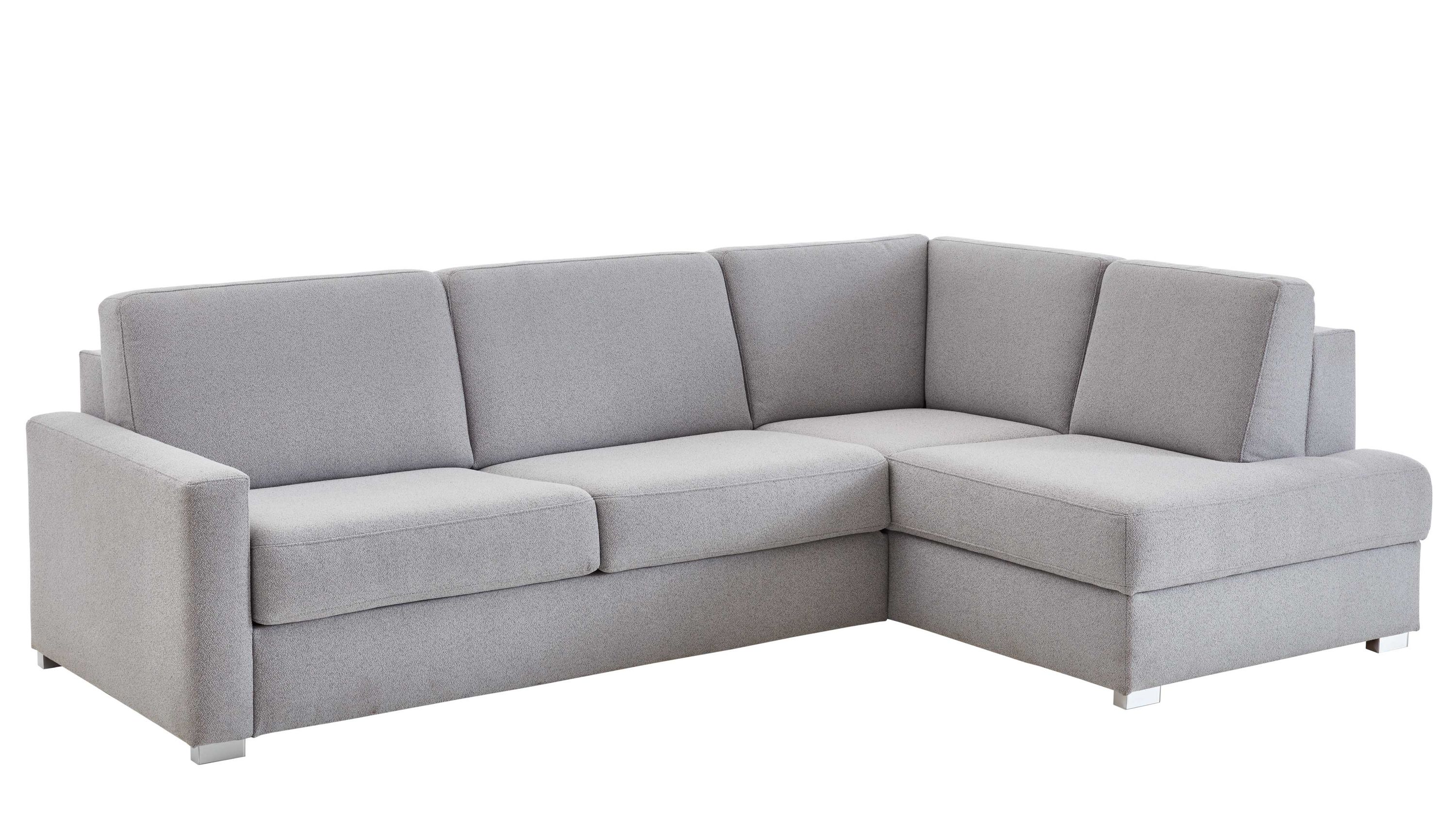 Ecksofa mit grauem Stoffbezug und Chromfüßen