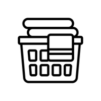 Icon mit Wäsche im Wäschekorb als Symbol für Haushaltswaren. Icon mit Wäsche im Wäschekorb als Symbol für Haushaltswaren.