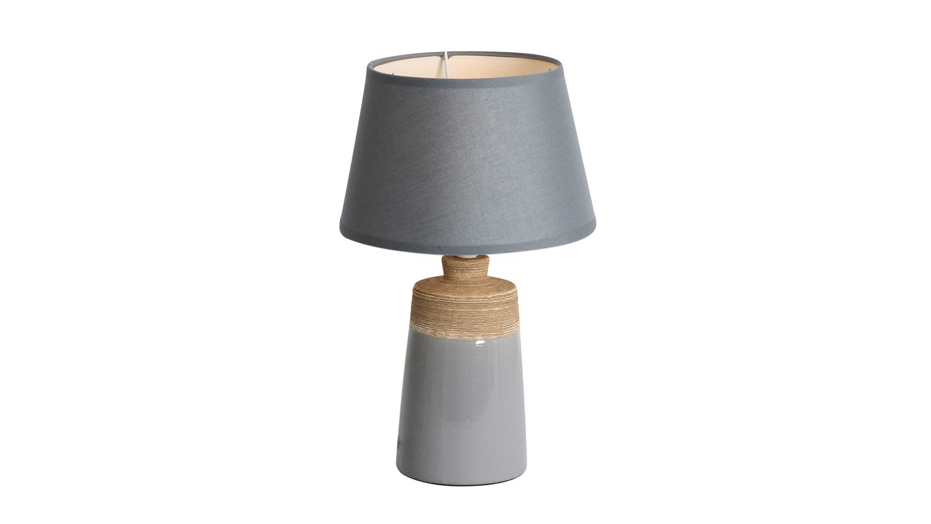 näve Tischlampe Sullivan grauer Keramikfuß & grauer Schirm  Höhe ca. 31 cm