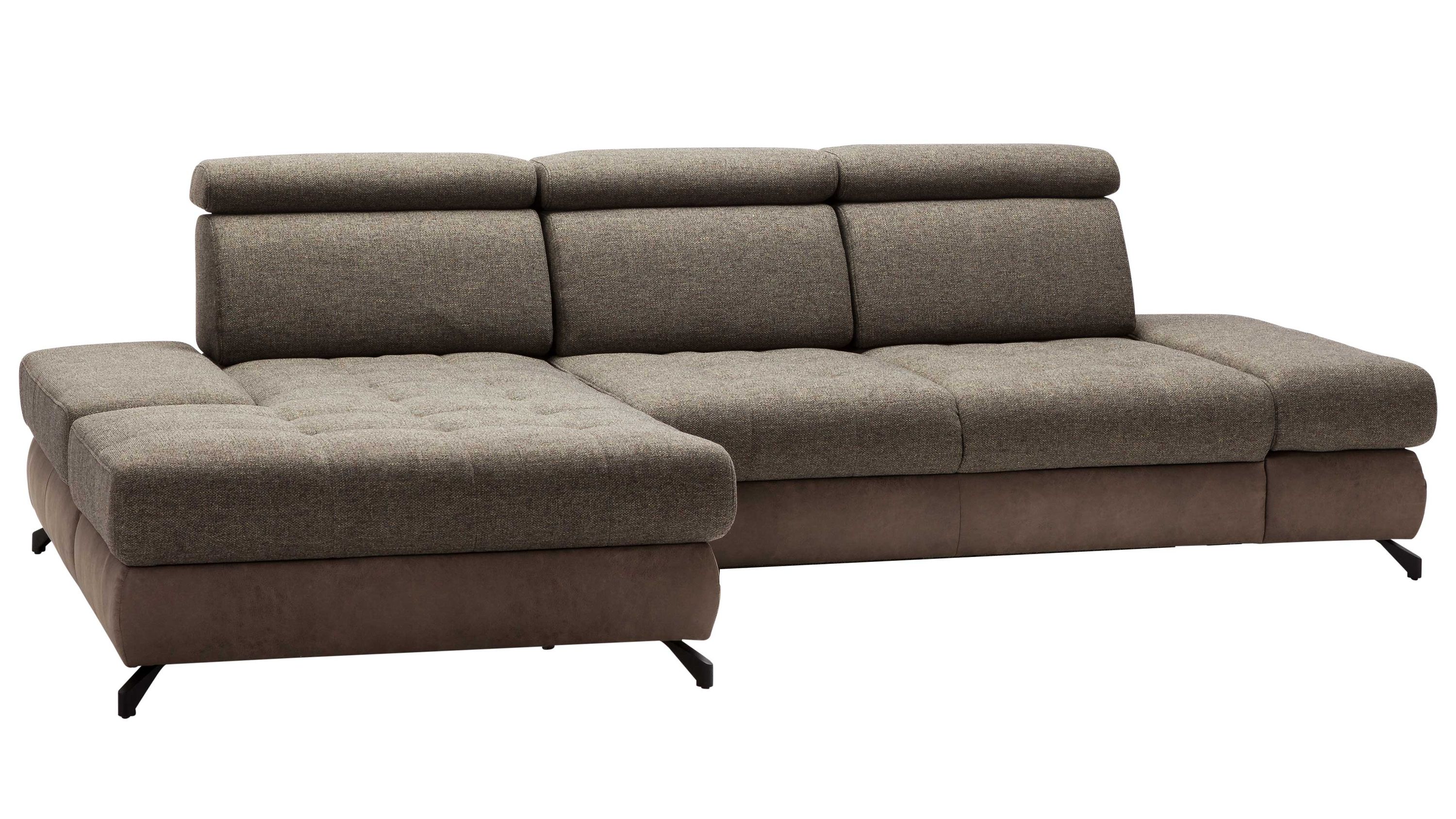 Ecksofa mit khakifarbenem Bezug und Metallfüßen Ecksofa mit khakifarbenem Bezug verstellbaren Kopfstützen und schwarzen Metallfüßen