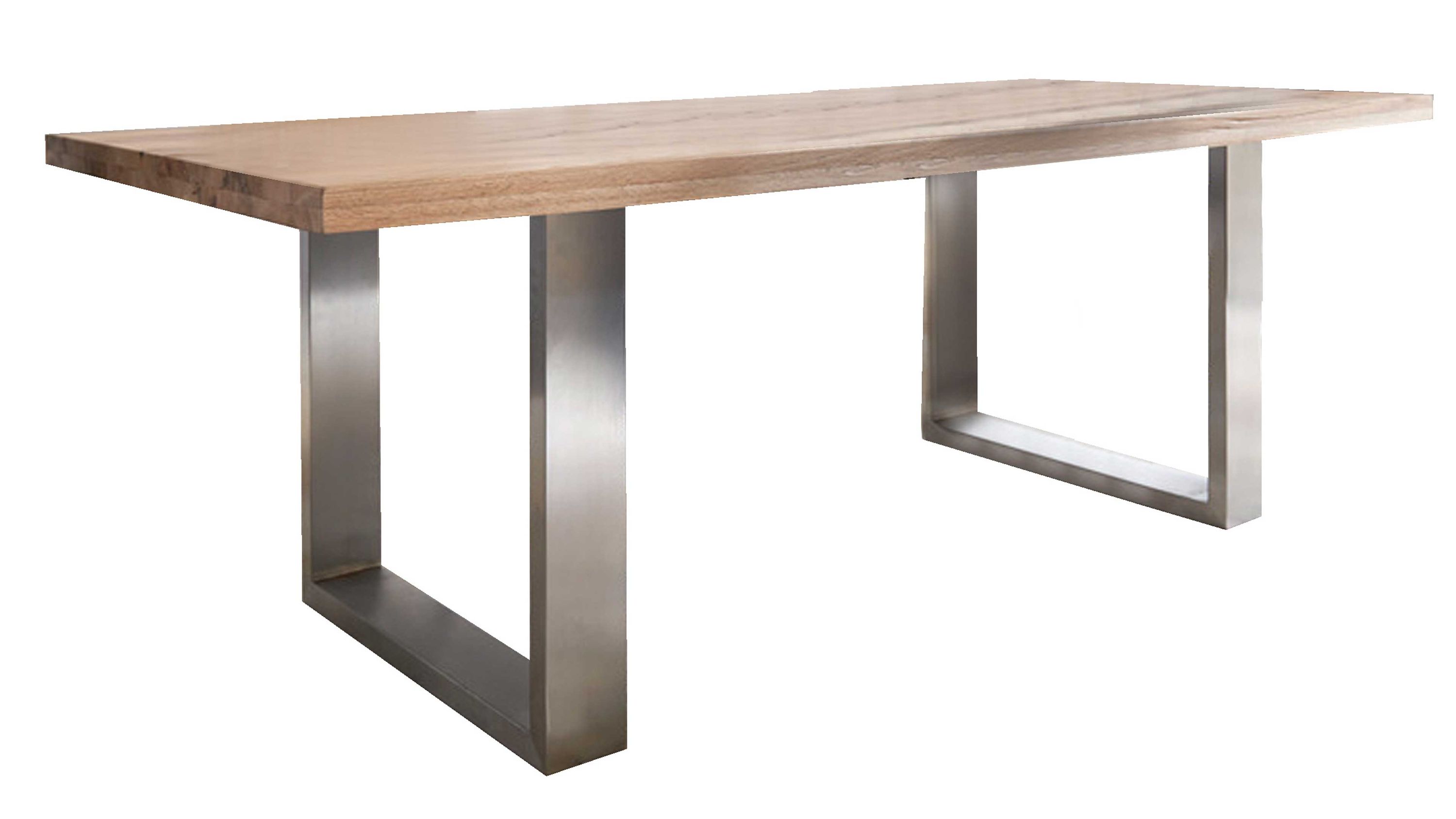 Massivholztisch bzw. Esstisch Wildeiche & gebürstetes Edelstahlgestell  ca. 180 x 100 cm