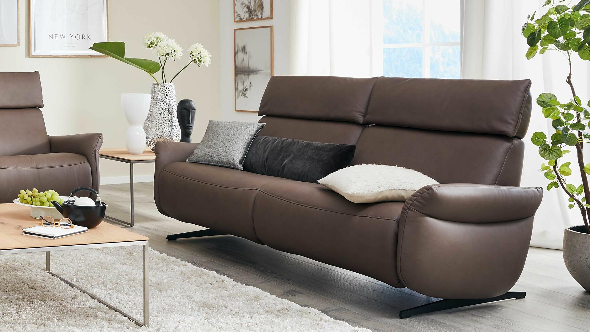himolla Comfortmaster 4161 Dreisitzer Dunkelbraunes LongLife-Leder mit Funktionen online bestellen