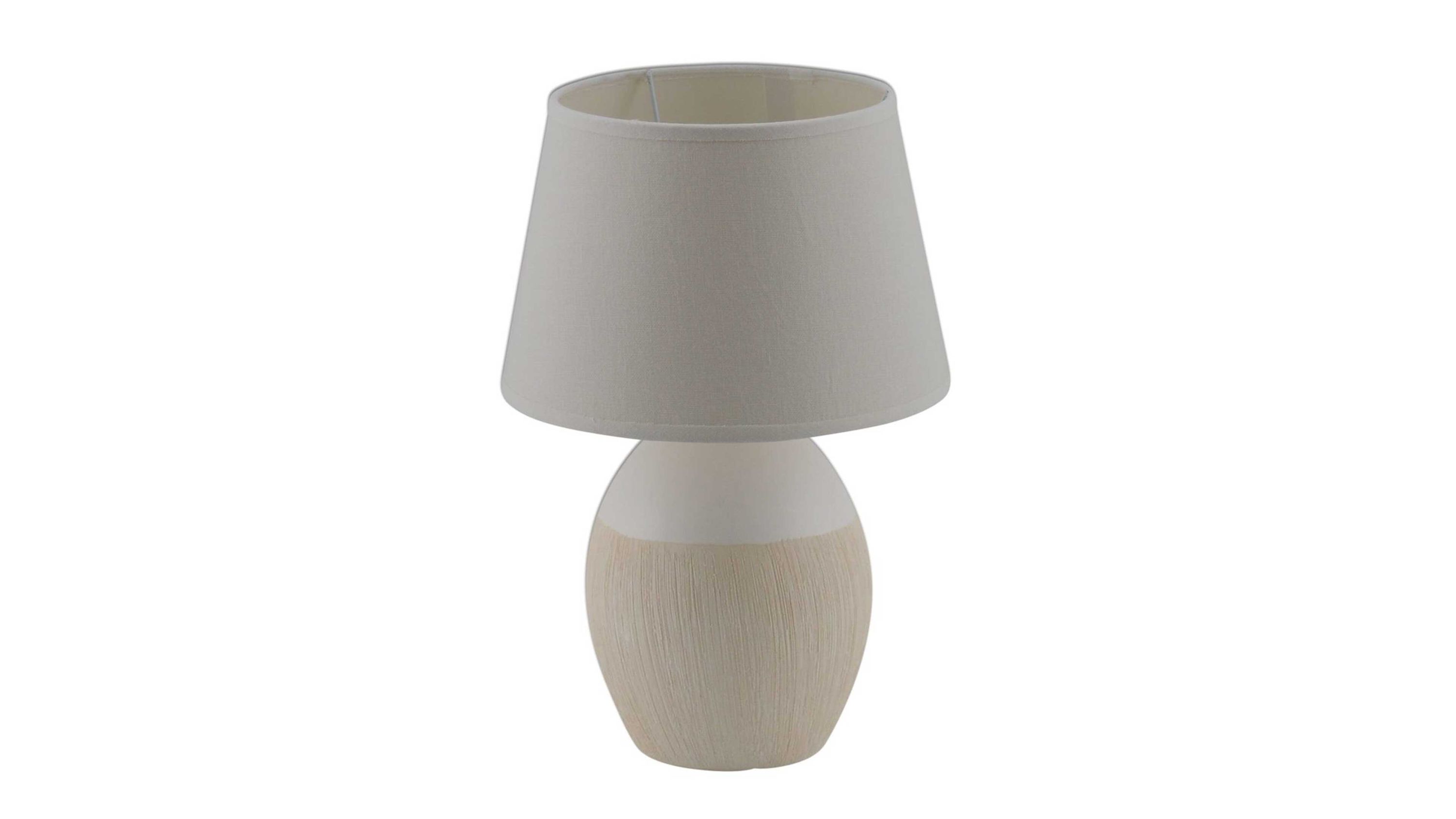 Tischlampe mit rundem weißem Fuß und weißem konischem Lampenschirm
