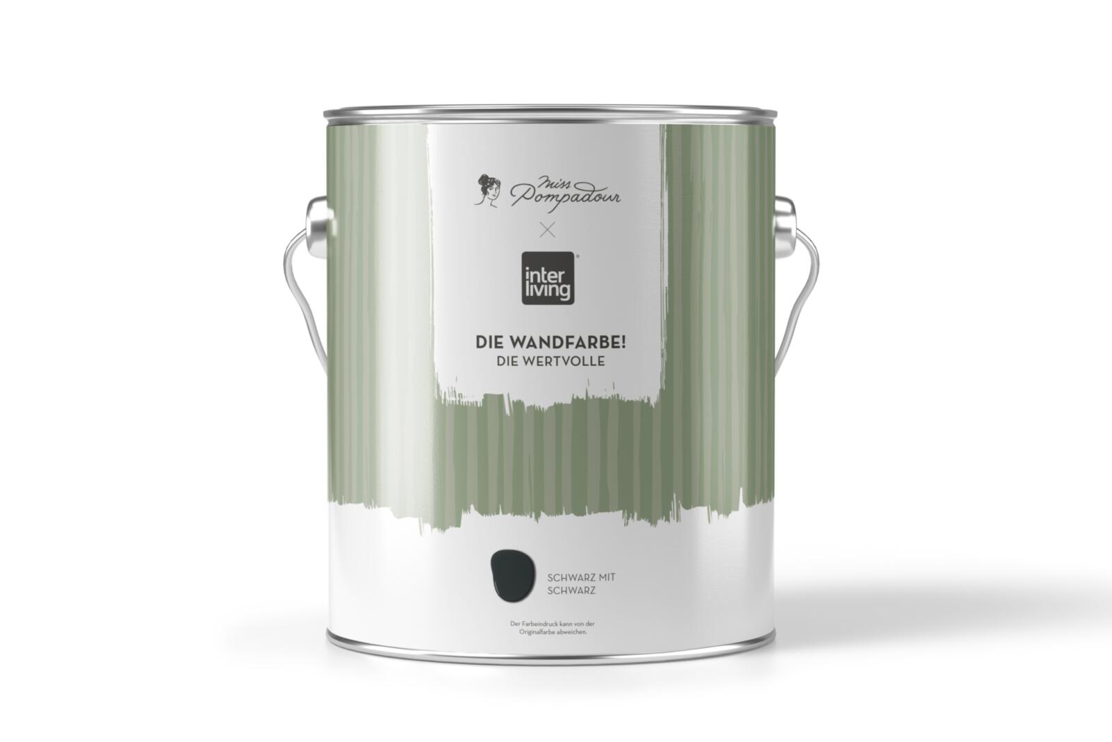 Wandfarbe im Farbeimer interliving x Miss Pompadour  Die Wandfarbe Die Wertvolle Farbton Schwarz mit Schwarz