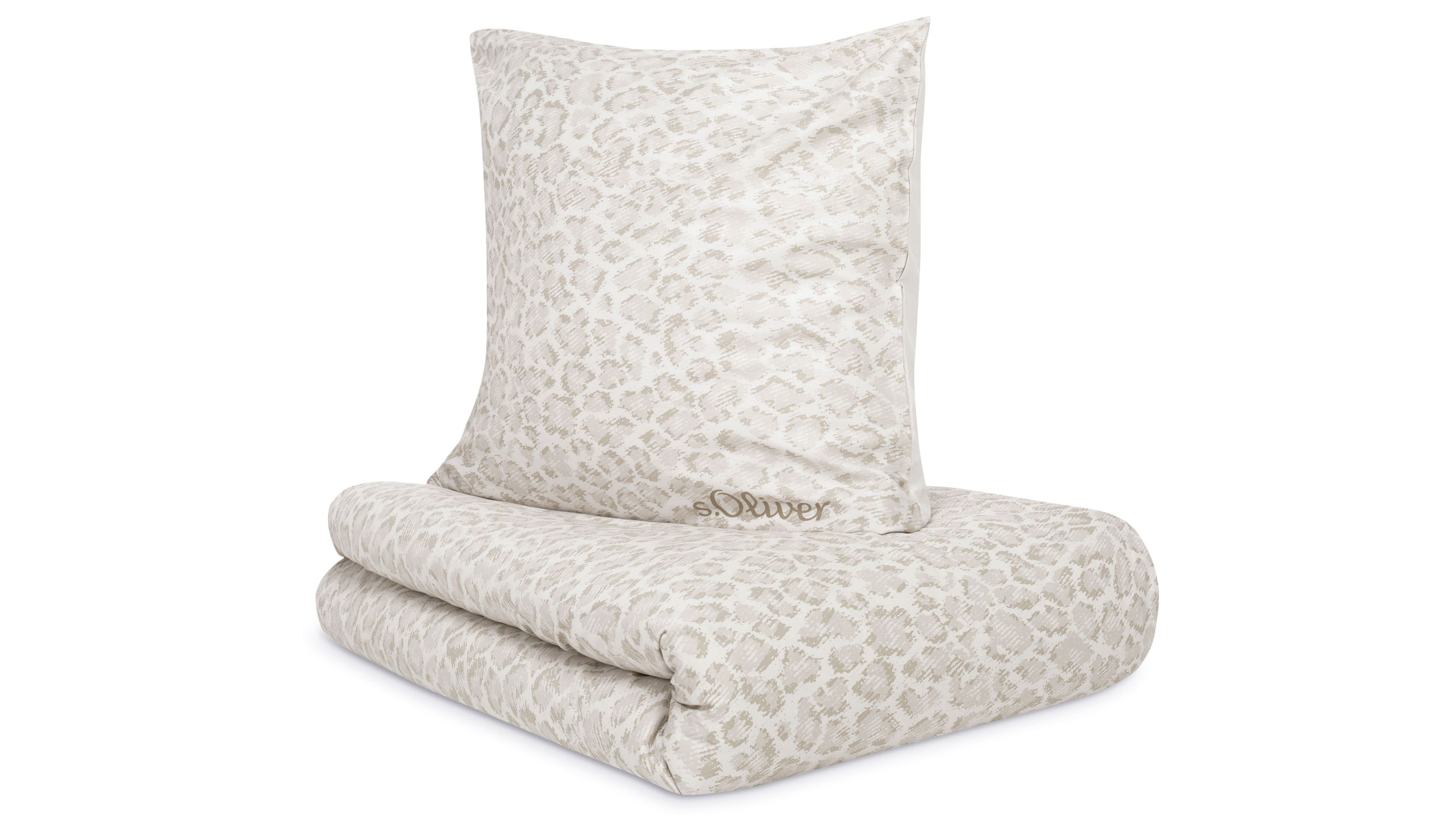 IBENA® s.Oliver Leoparden Bettwäsche beige Mako-Satin  zweiteilig, ca. 135 x 200 cm