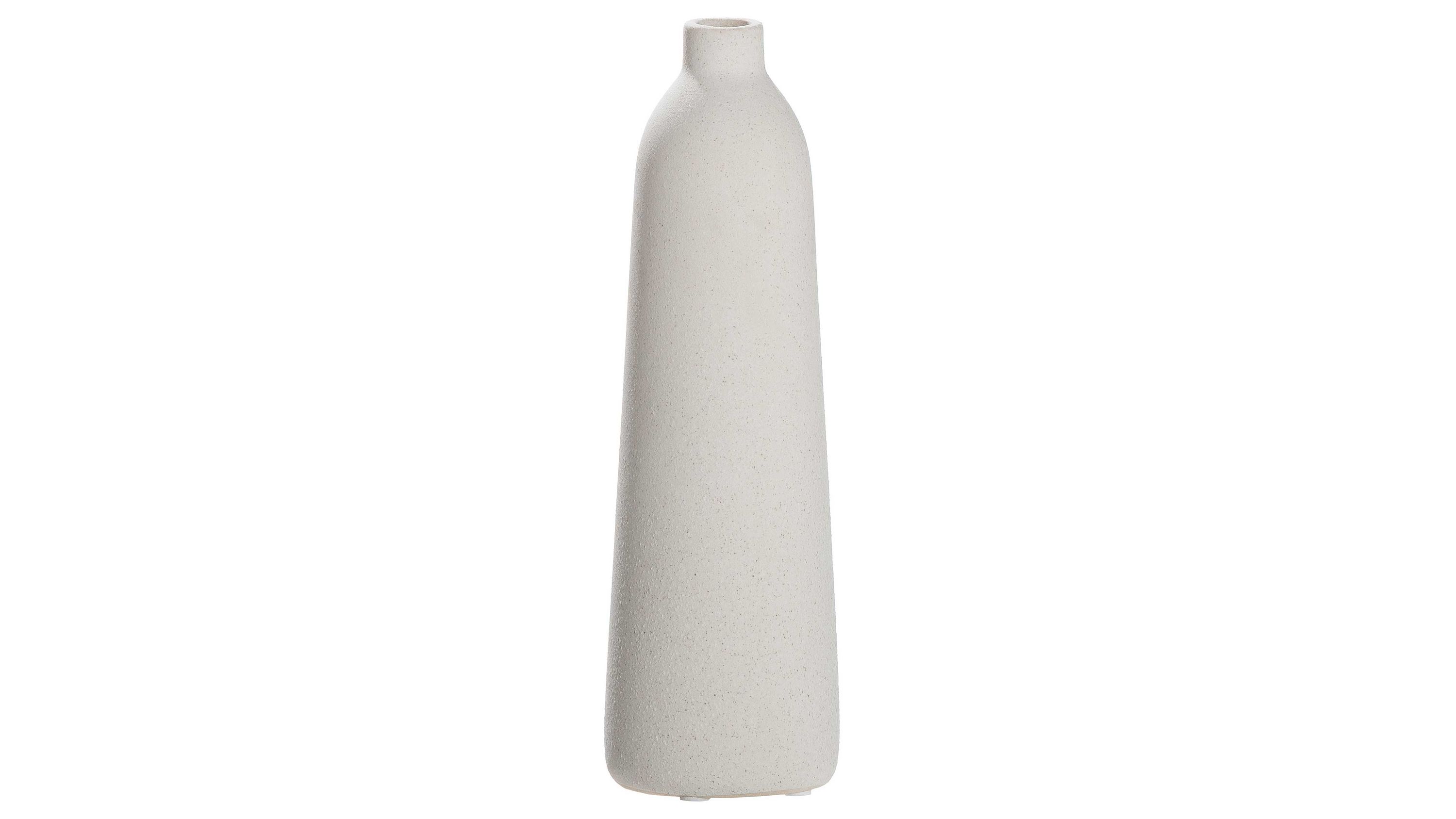 Schmale hellgraue Vase aus Keramik mit schmalem Hals